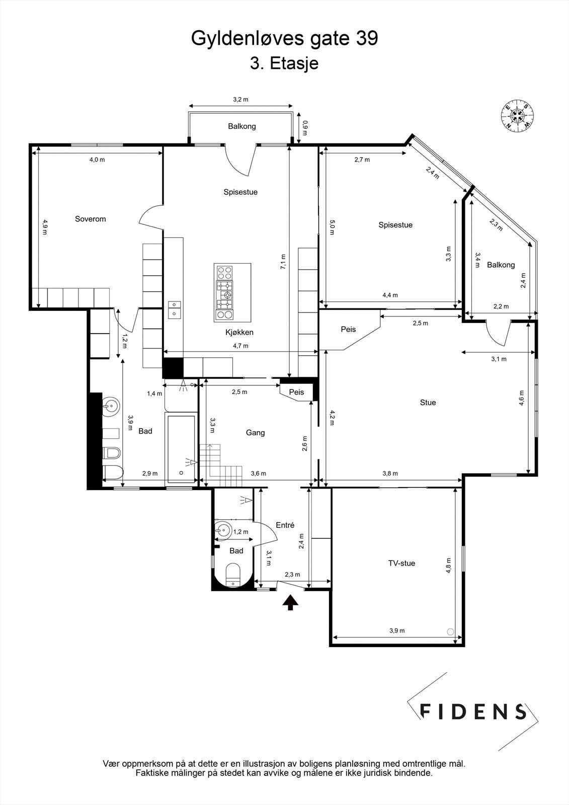Plantegning 3. etasje. Galleribilde
