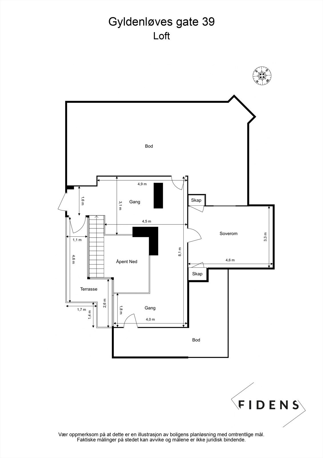 Plantegning loft. Galleribilde