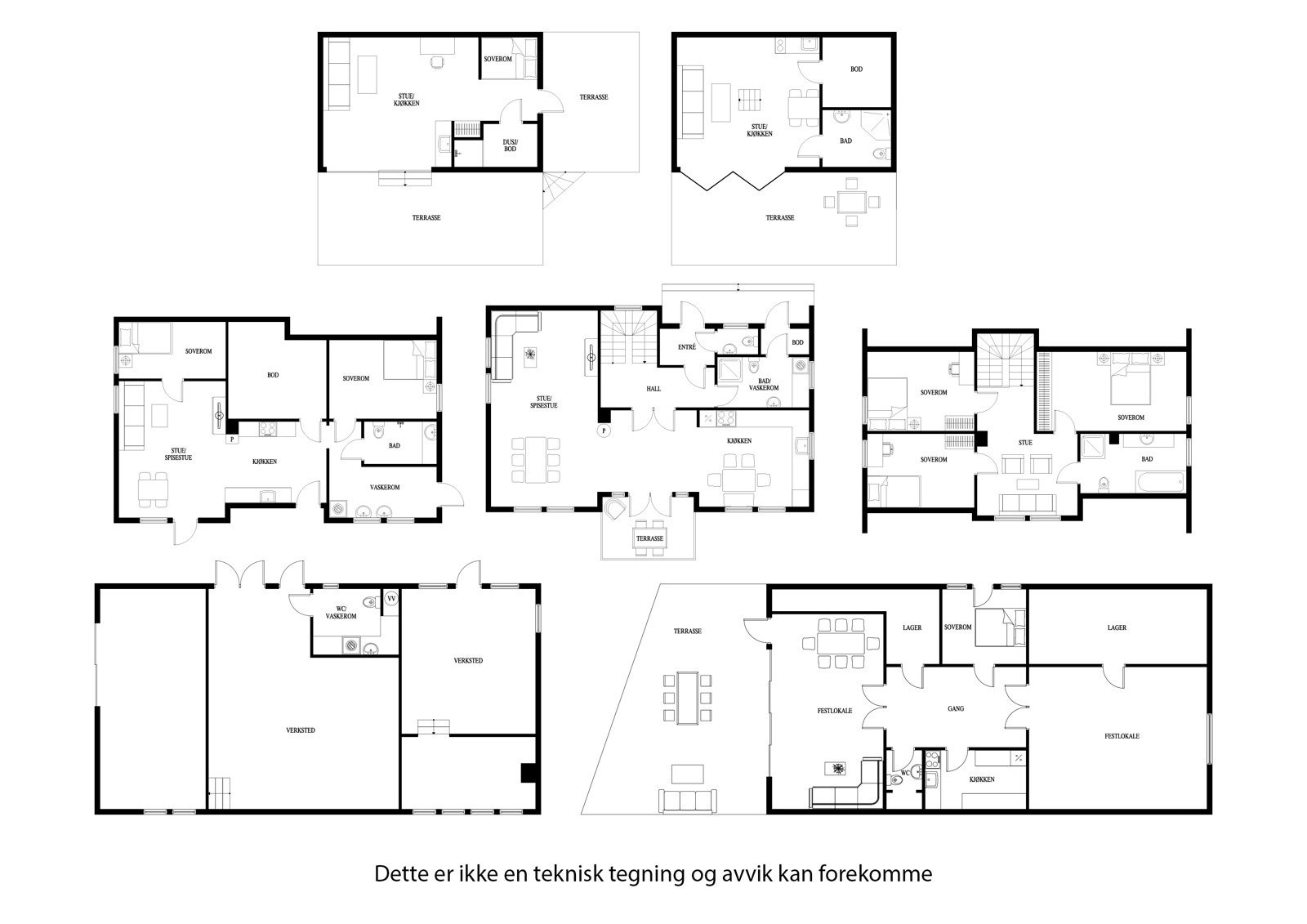 Planløsning for bygningene på eiendommen Galleribilde