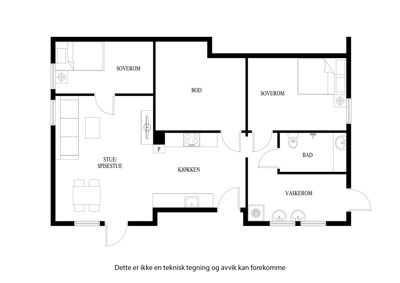 Planløsning for kjelleretasjen (innredet hybel/leilighet som ikke er omsøkt til varig opphold m.v.) Galleribilde