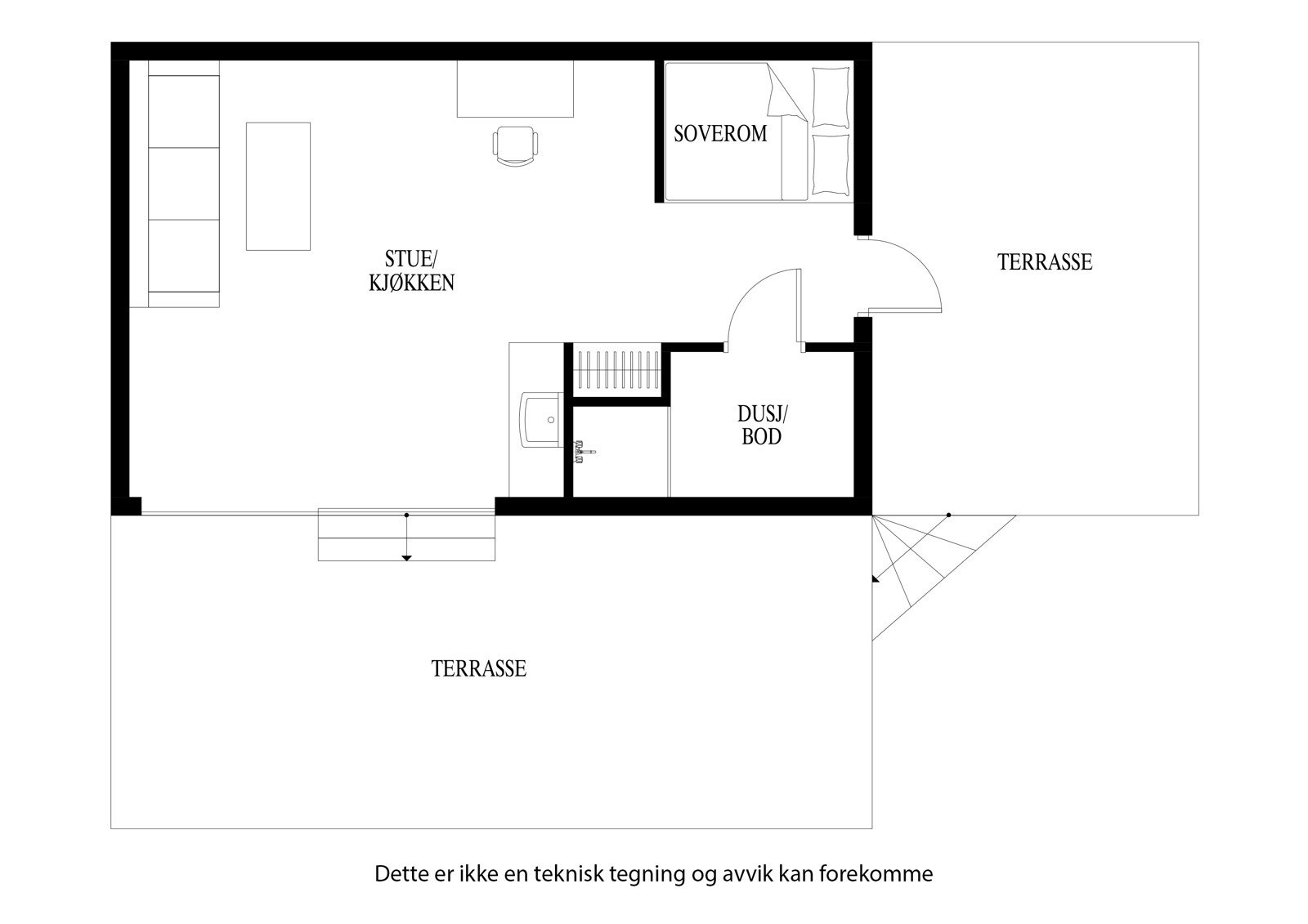 Plansløsning for annekset (sommerstua) på toppen Galleribilde