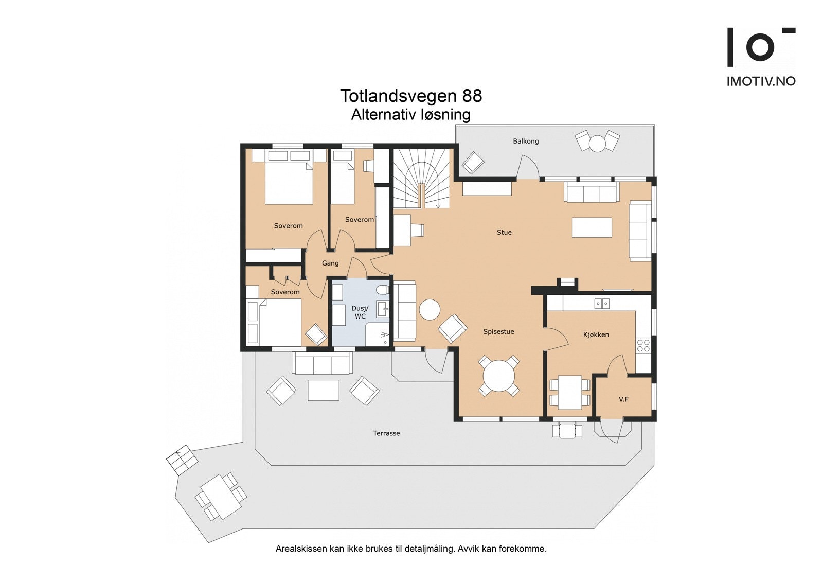 Alternativ plantegning for soverom- hovedetasje. Galleribilde