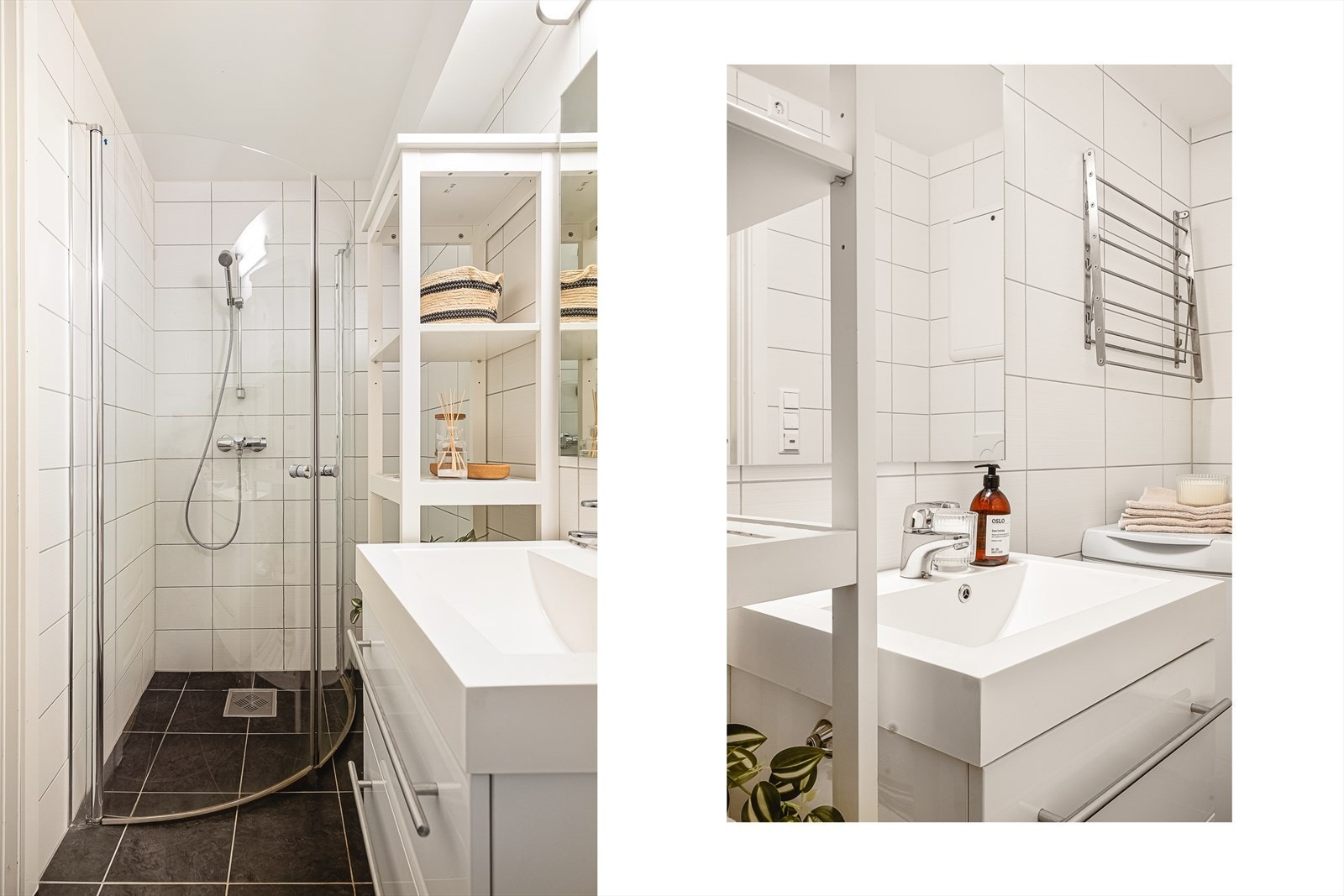 - Lyst, helfliset bad med behagelig varme i gulv - Galleribilde