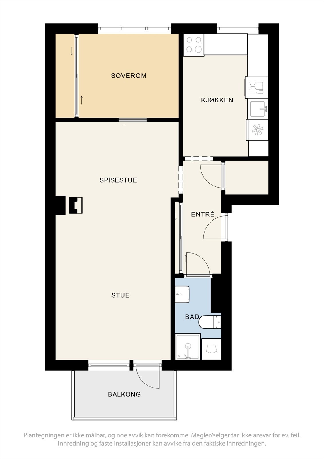 Leiligheten er gjennomgående med en fin rominndeling. Galleribilde