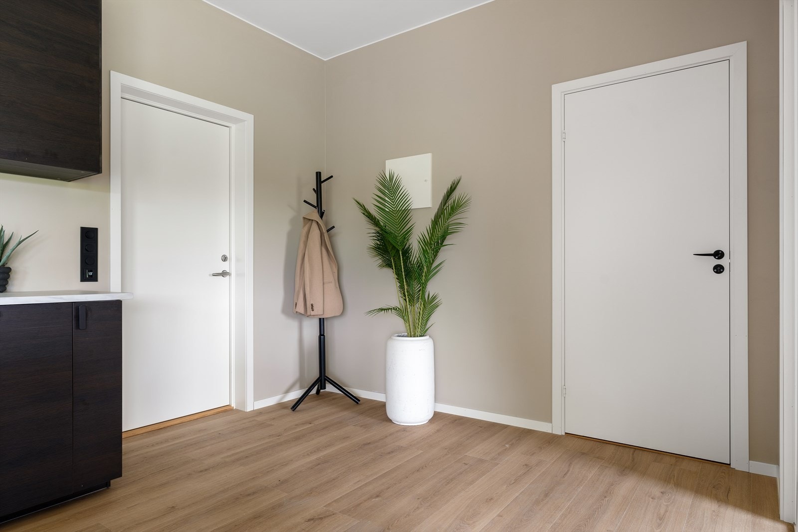 Inngangsparti, samt en innvendig bod rett til venstre for lagring. Galleribilde