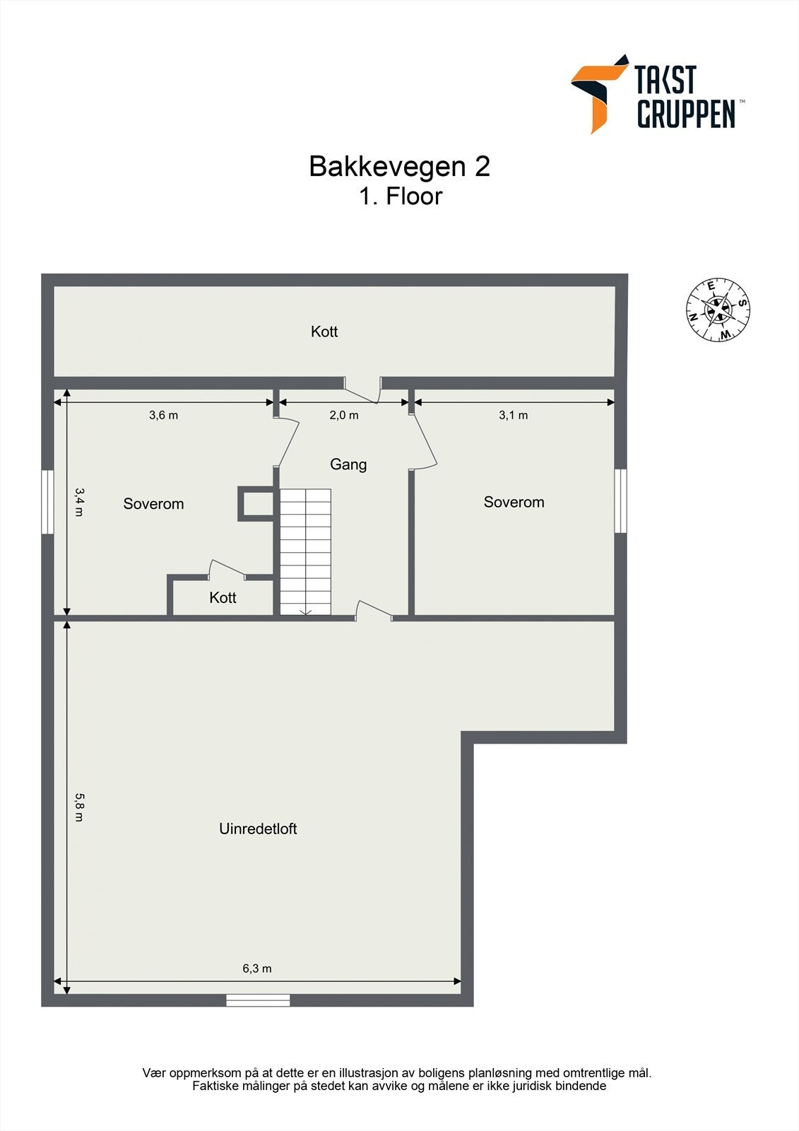 Floorplan letterhead - Bakkevegen 2 - 1. Floor - 2D Floor Plan.jpg Galleribilde