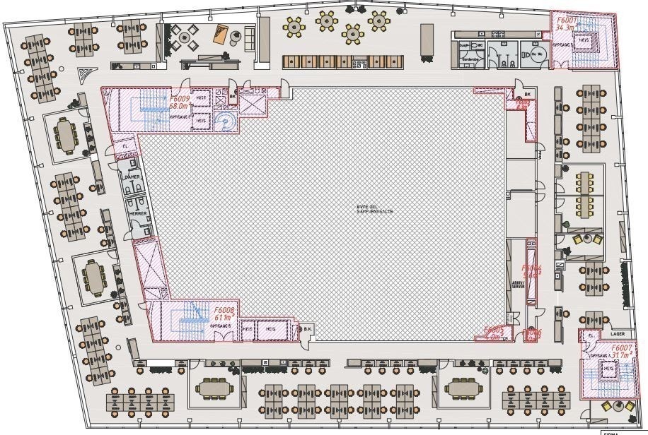 Eksisterende planløsning for arealnr 601 Galleribilde