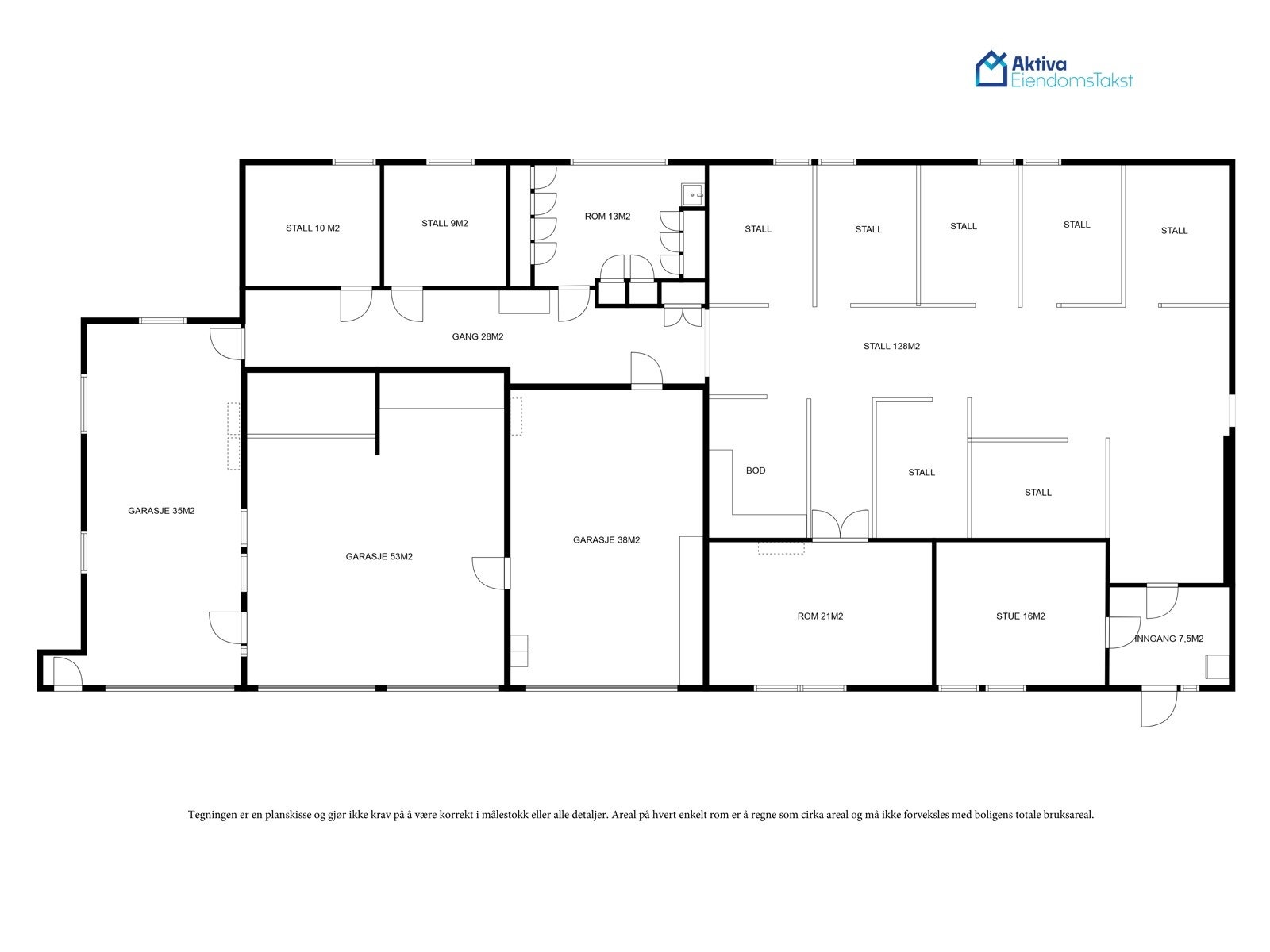 Planskisse stall/garasje. Galleribilde