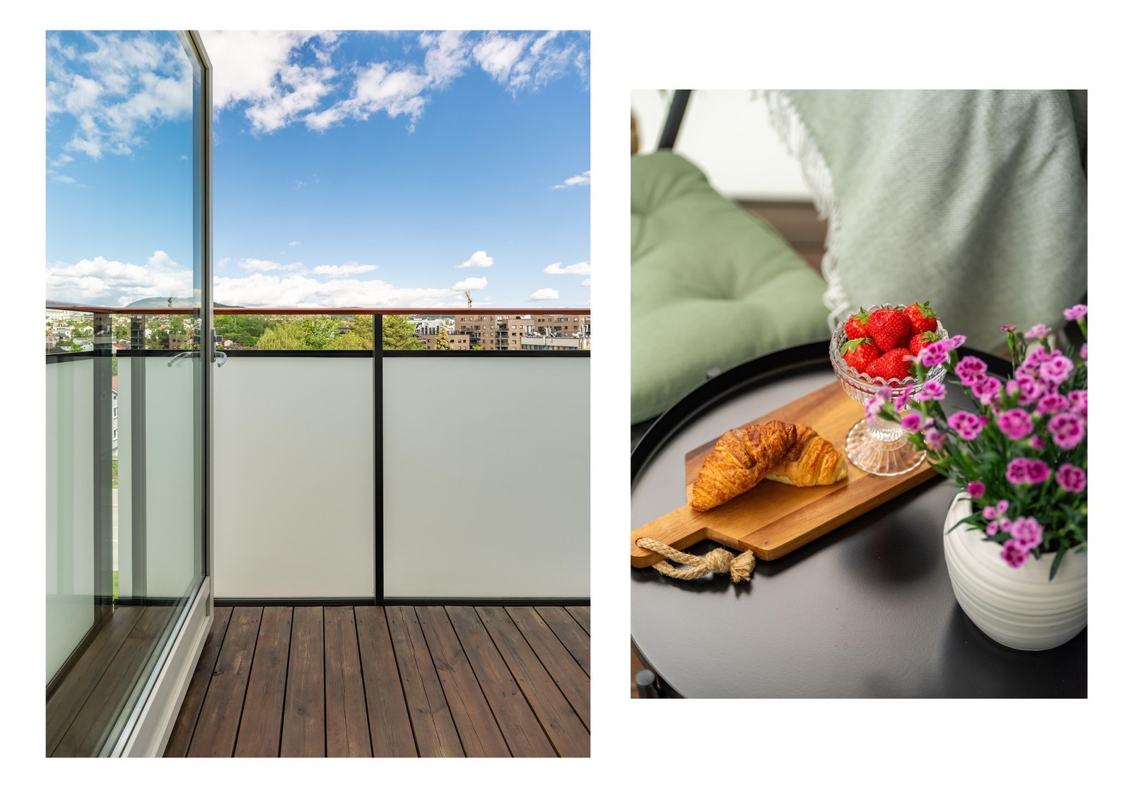 Herfra finner vi den minste balkongen, målt til 4 kvm. Galleribilde