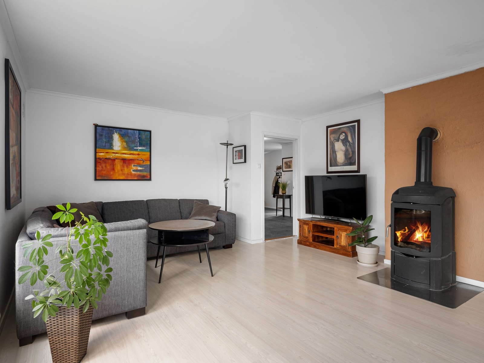 Peisen har en fin plassering i rommet og varmer godt når kuldegradene melder seg Galleribilde