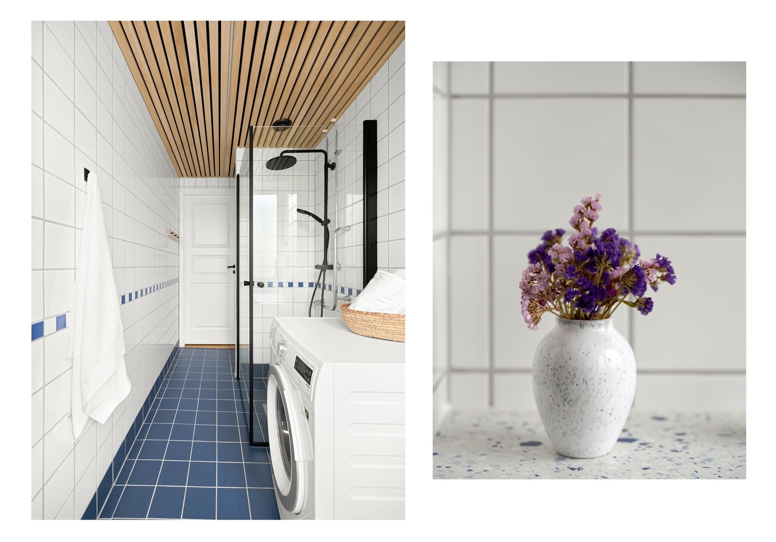 Legg bare merke til de fine eikespilene i taket med integrert belysning. Det er lune varmekabler i gulvet. Galleribilde