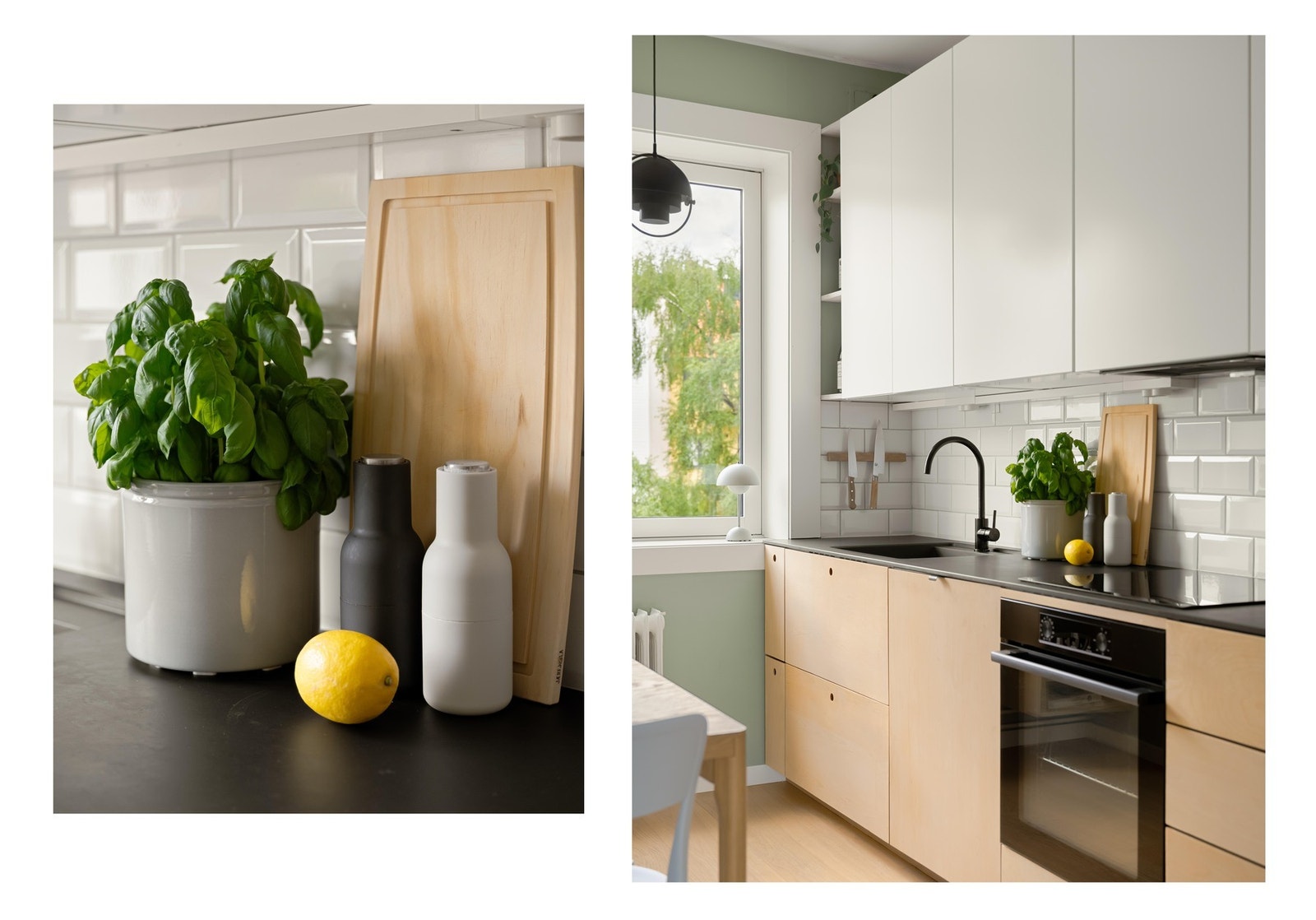 Det romslige kjøkkenet var nytt i 2024 og er svært delikat med moderne fronter. Her er det masse skapplass i både over- og underskap. Ellers er det godt med benkeplass også. Galleribilde