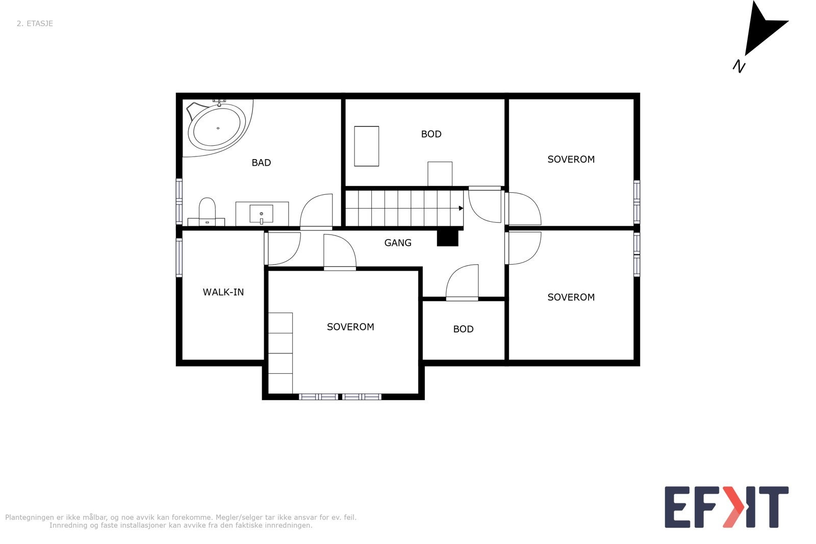 Plantegning våningshus 2. etasje Galleribilde