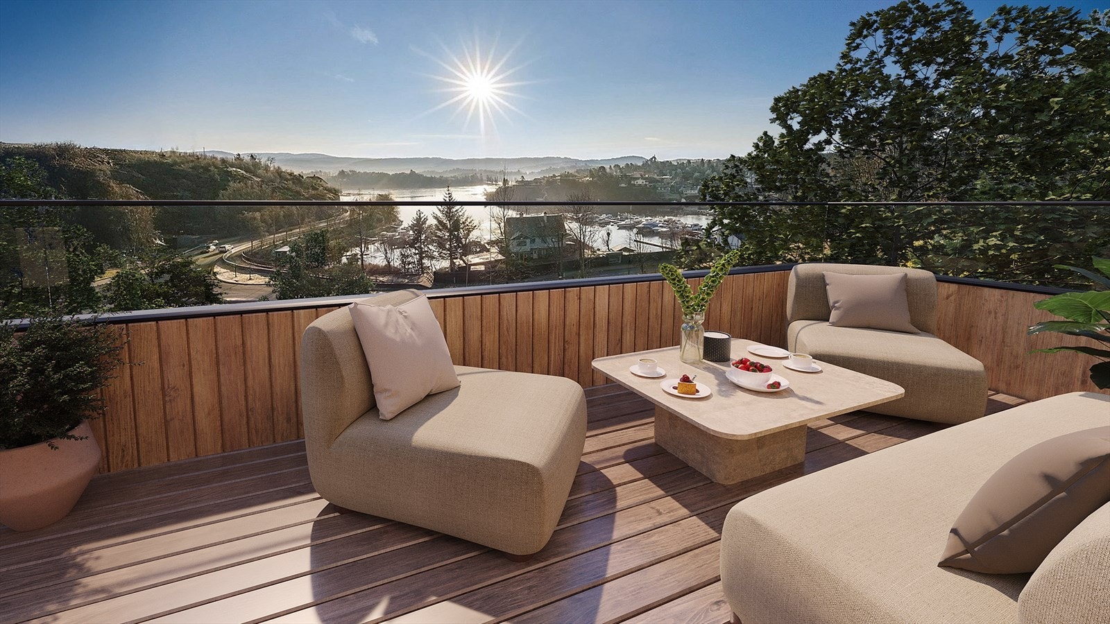 Straumeveien_illustrasjon veranda med nydelig utsikt mot Nordåsvannet Galleribilde