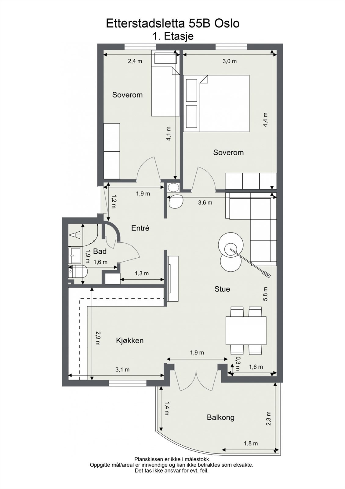 Leiligheten ligger i en høy 1. etg og er på 64 m² Galleribilde