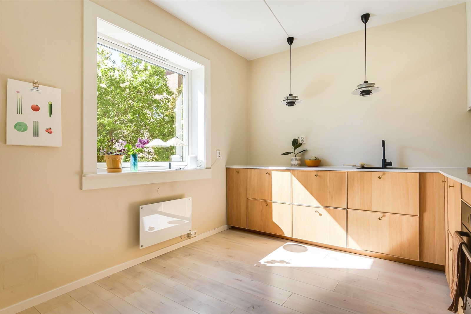 Det er tilkoblet ventilator med kullfilter over stekesonen Galleribilde