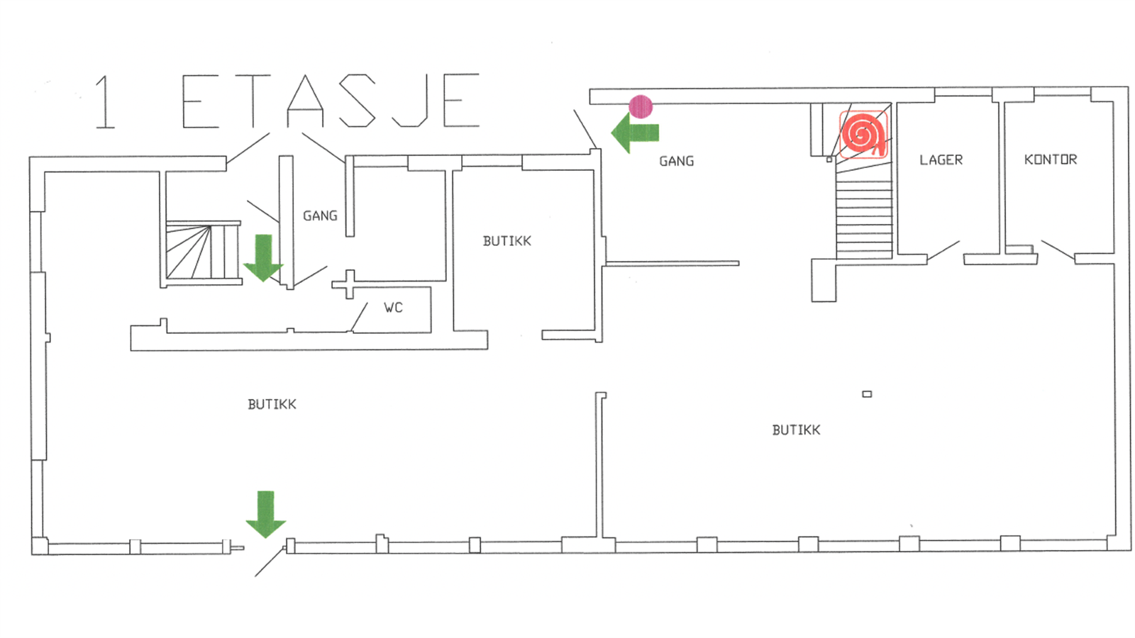 Plantegning 1. etasje Galleribilde