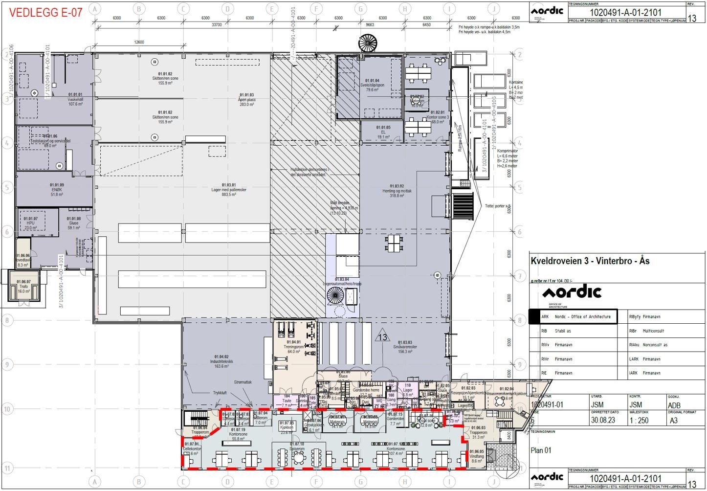Veiledende planskisse av kontorarealer på bakkeplan. Galleribilde