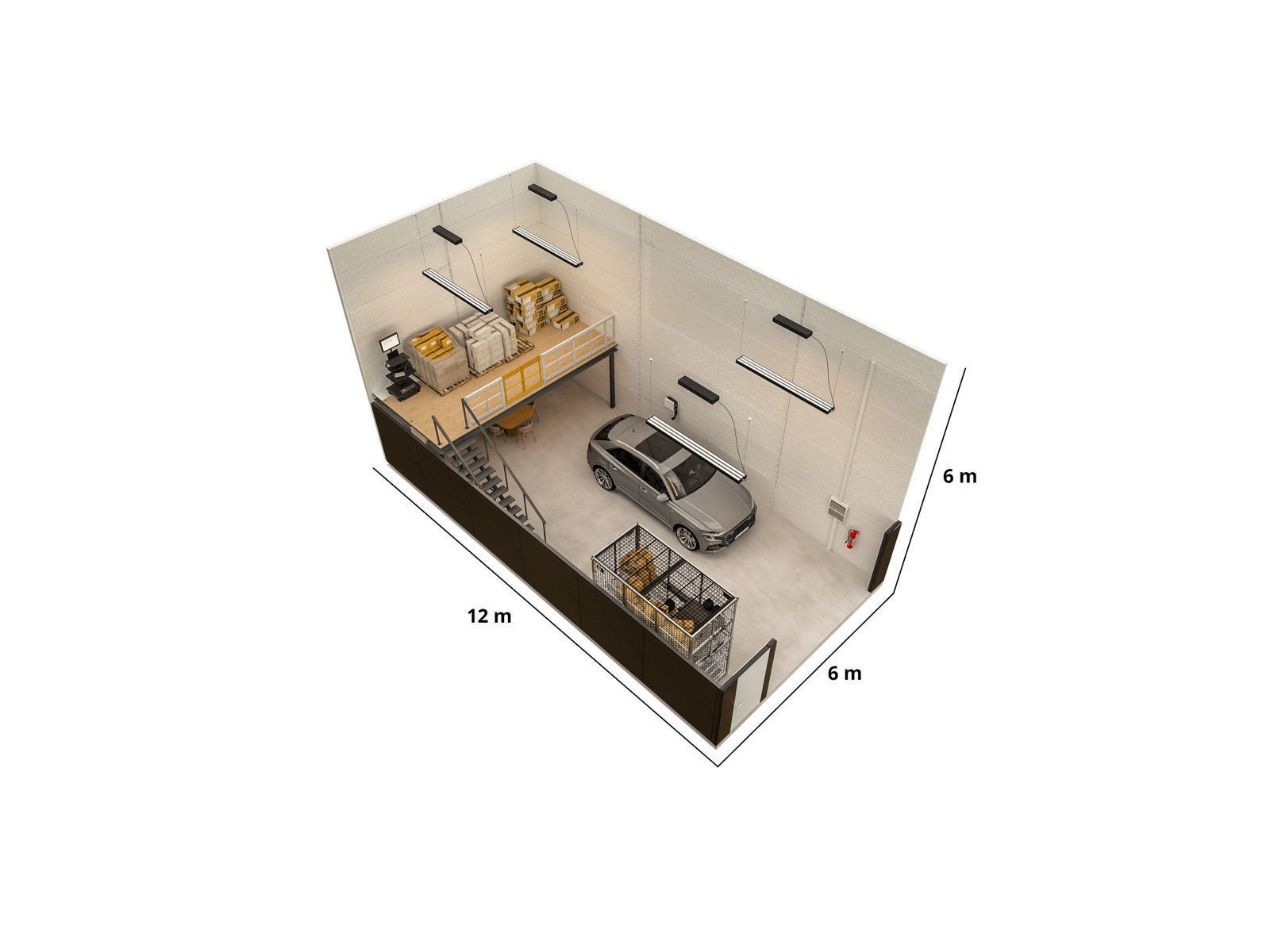 3D-Illustrasjon enkel seksjon (72kvm) Galleribilde