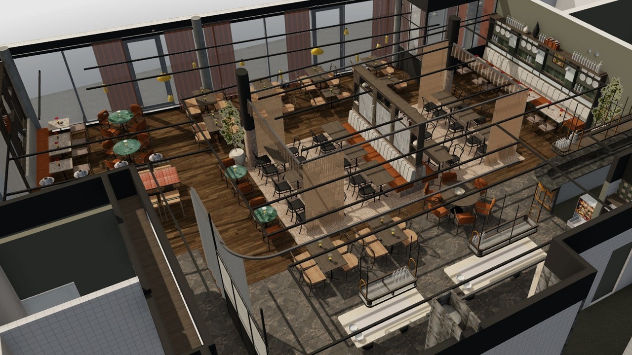 Restaurant med kantine/lunsjfunksjon (Foreløpige illustrasjoner – endelig løsning kan avvike.) Galleribilde