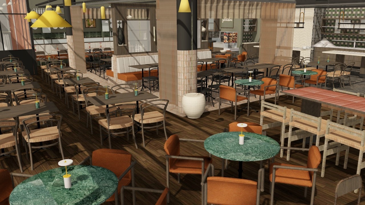 Restaurant med kantine/lunsjfunksjon (Foreløpige illustrasjoner – endelig løsning kan avvike.) Galleribilde