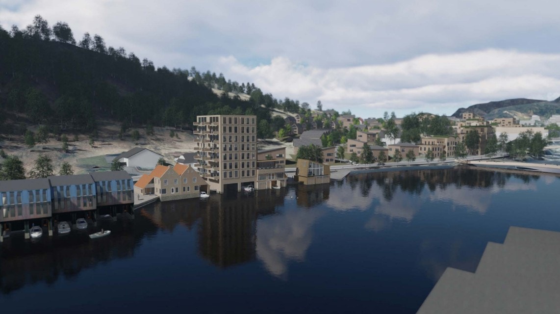 Illustrasonsbilde: Nedre del av den nye bydelen - indre havn i Egersund 2 Galleribilde
