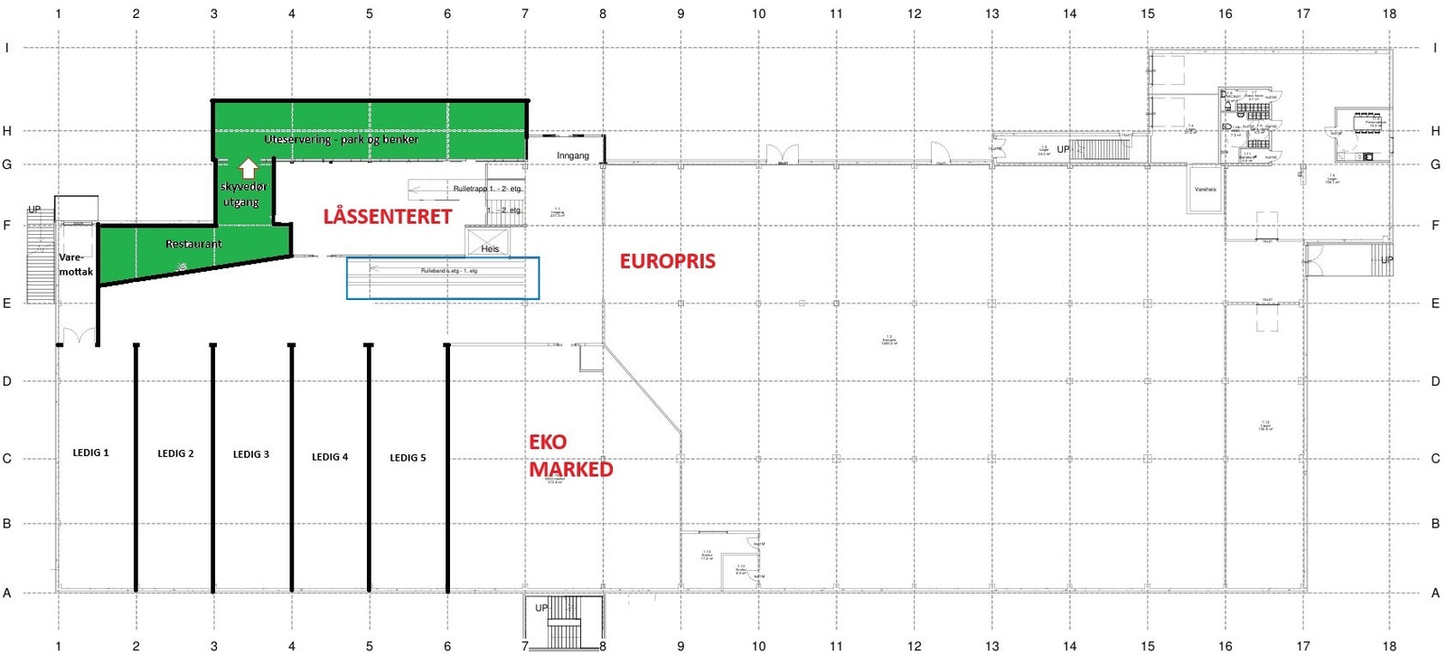 Her er en tenkt løsning om vi ikke leier ut hele arealet til 1 aktør Galleribilde