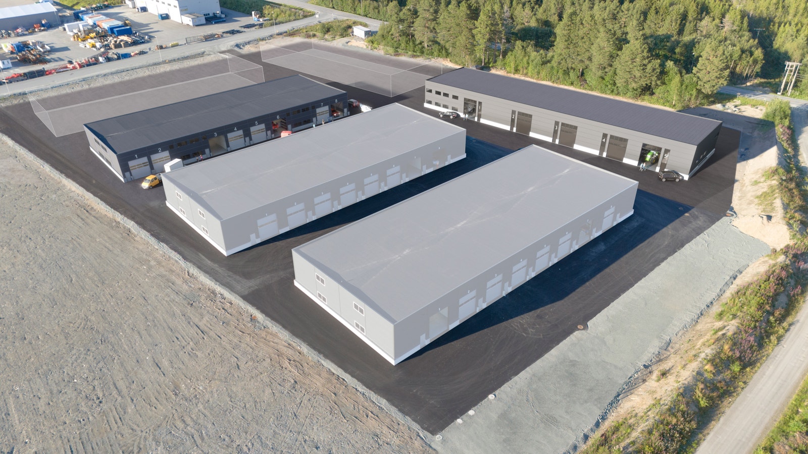 Kombinasjonslokaler | Byggetrinn 3 til høyre | Byggetrinn 4 lengst unna Galleribilde