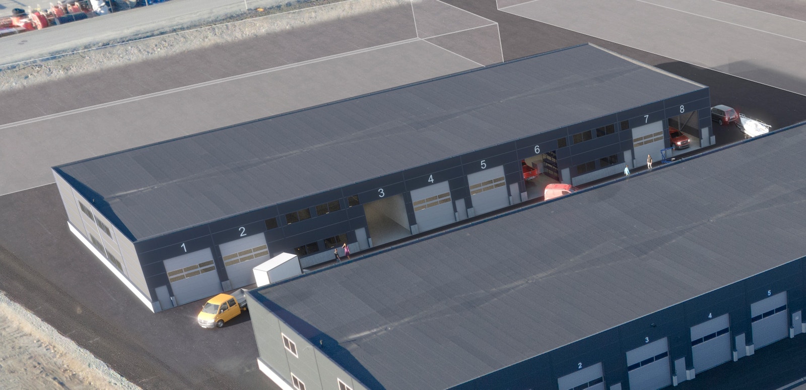 Kombinasjonslokaler & Lagerseksjoner | Byggetrinn 4 | Fra sør Galleribilde