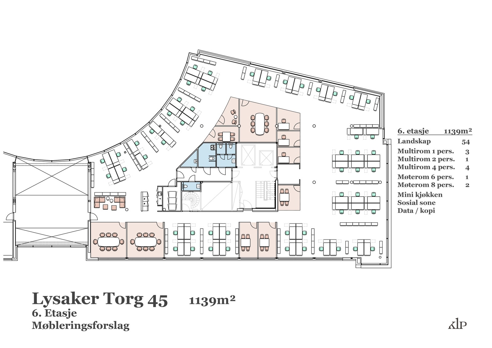 Planskisse 6. etg B 1139 kvm Galleribilde
