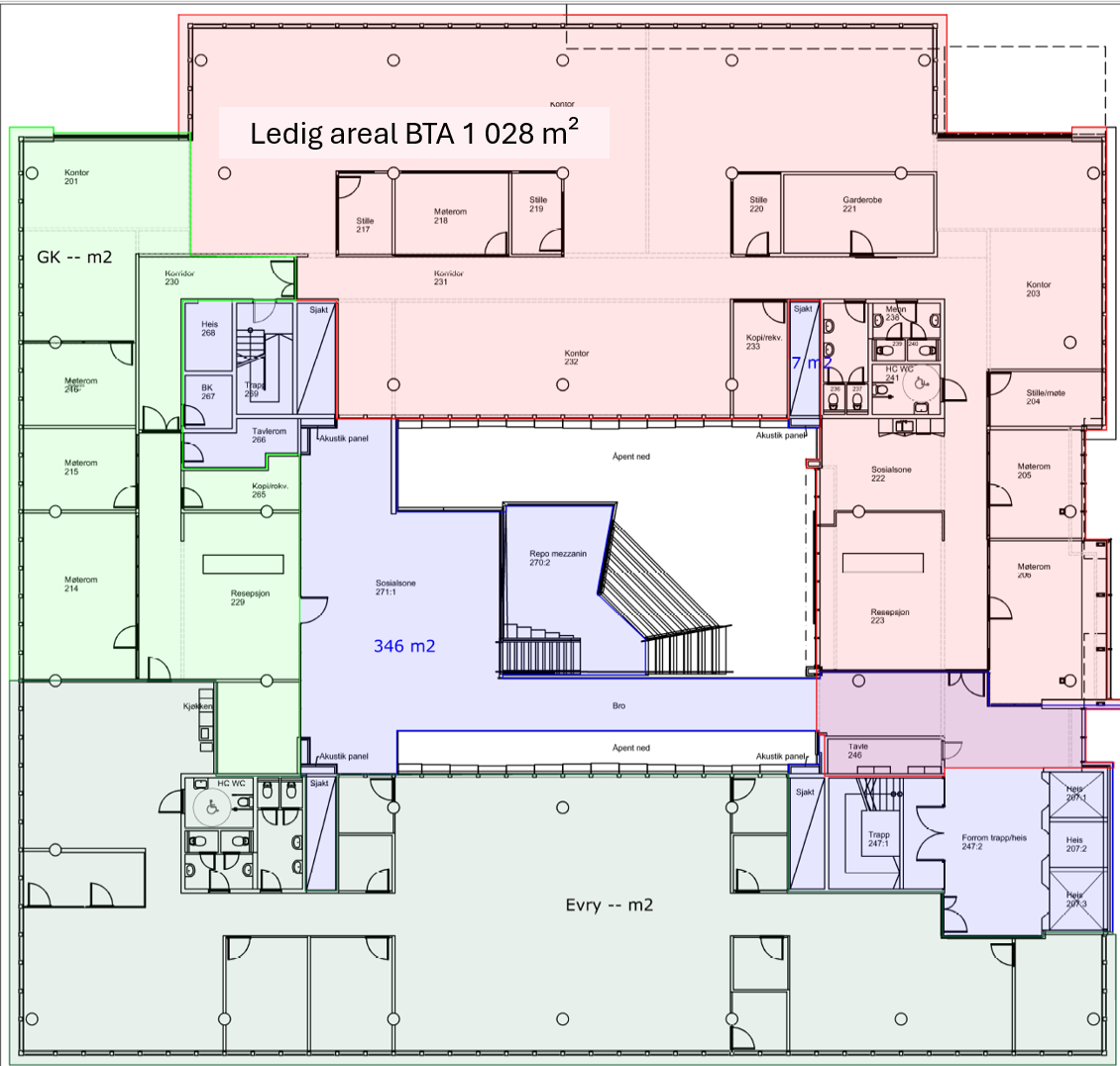 2. etg. ledig areal ca. BTA 1028 m². Galleribilde
