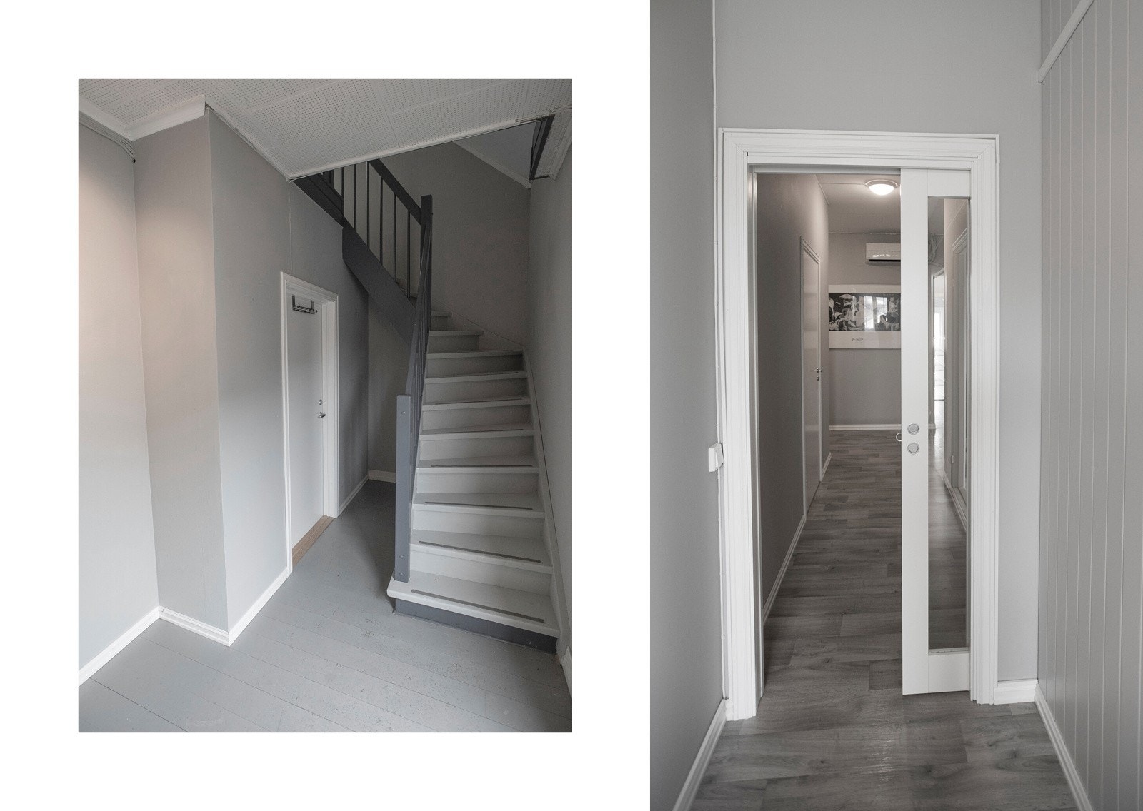 Fra gangen i 1. etasje er leiligheten lett tilgjengelig via trapp. Galleribilde