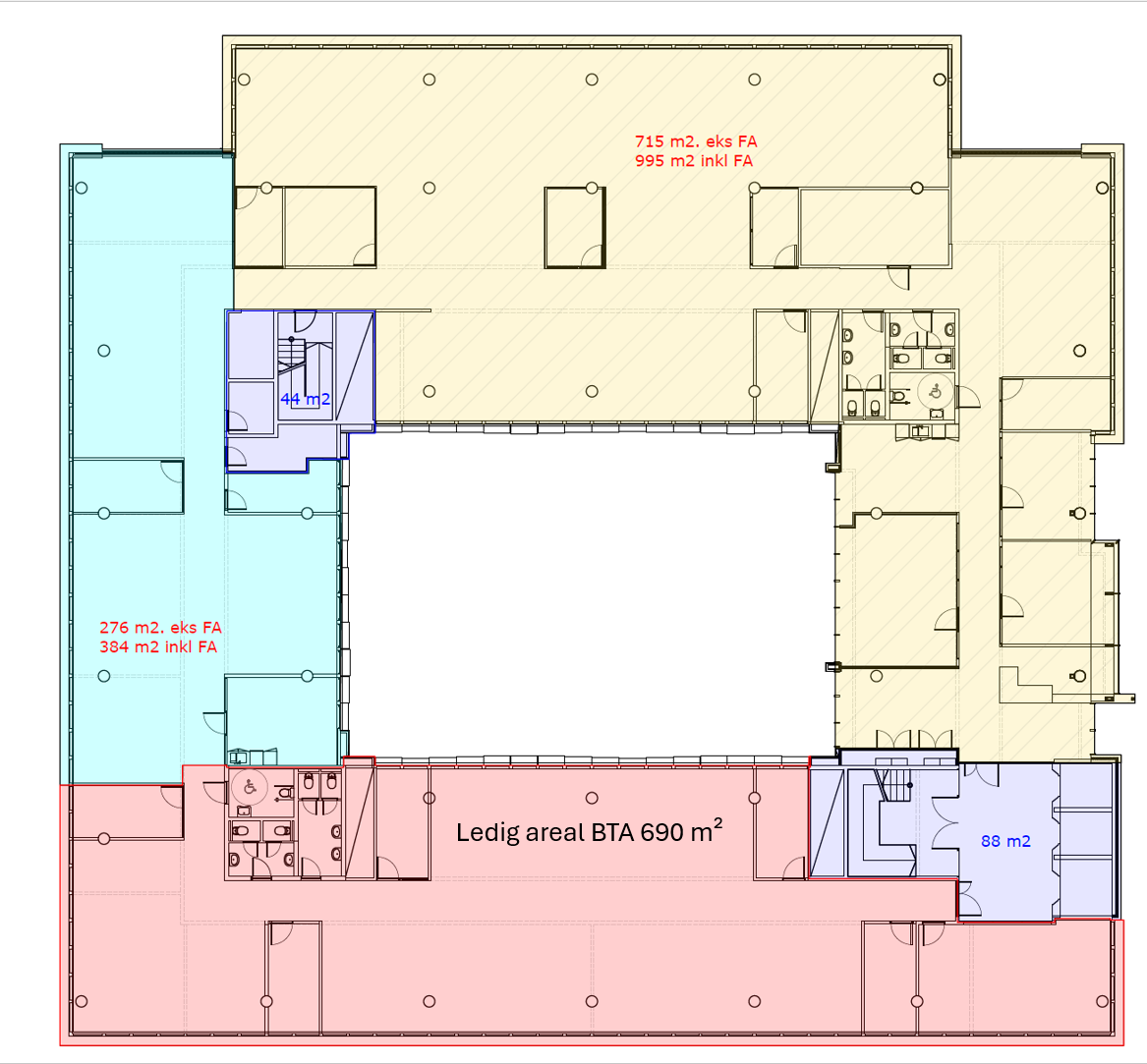 4. etg. ledig areal ca. BTA 690 m².