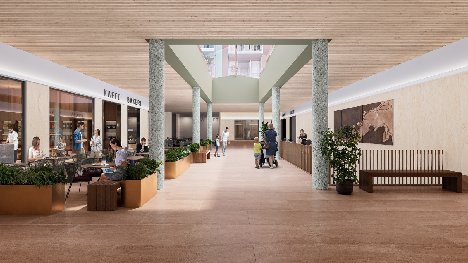 Ledige lokaler for bakeri, café, kiosk, blomsterbutikk, apotek eller lignende. Illustrasjon - Avvik vil forekomme. Galleribilde