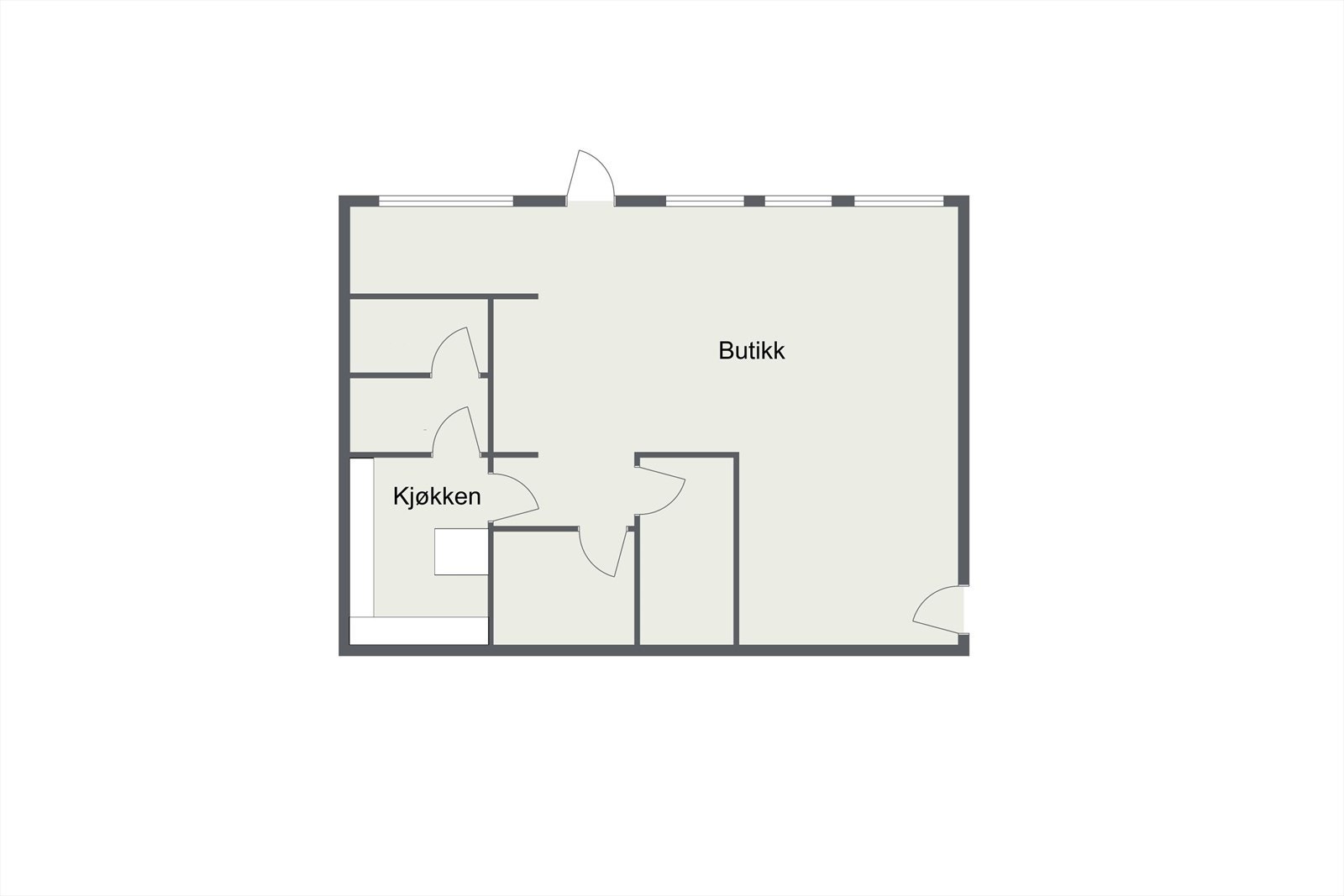 Eksempel på innredning av lokalet på 130 kvm Galleribilde