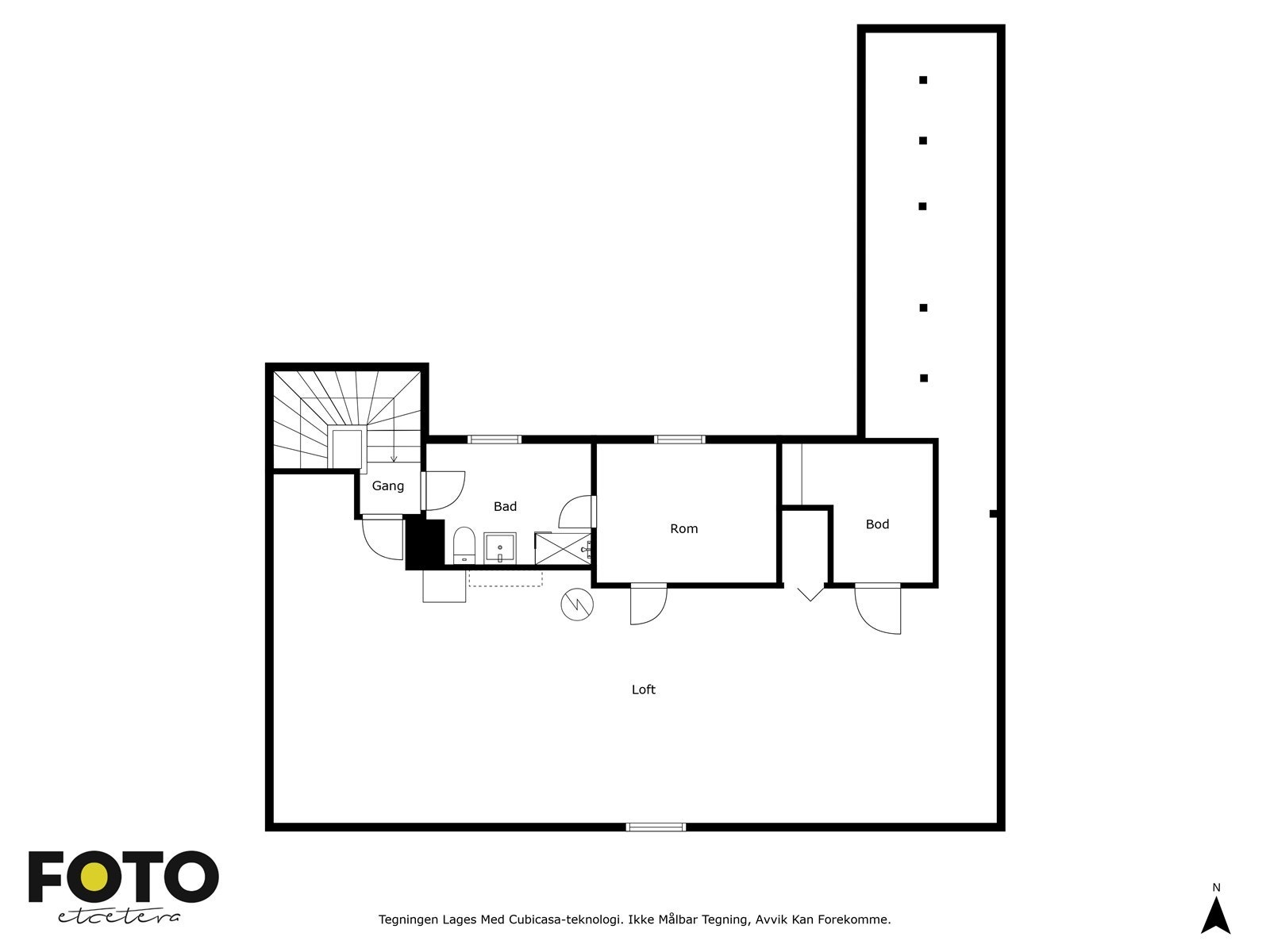 loftsetasjen, disponible rom (boder) Galleribilde