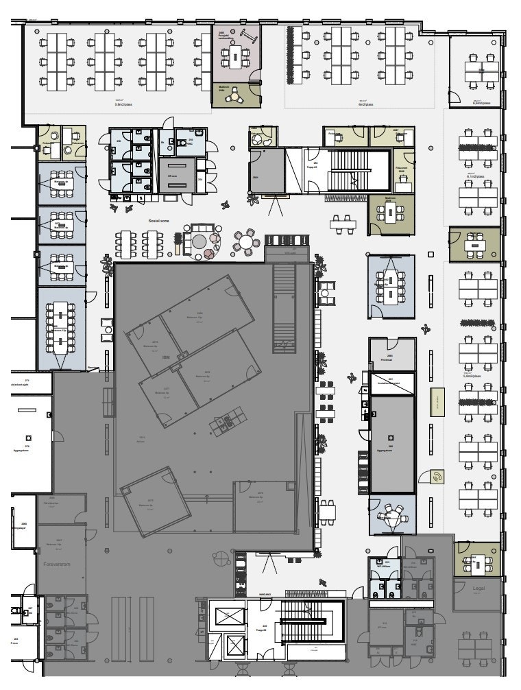Planskisse for kontorlokaler i 2. etg Galleribilde
