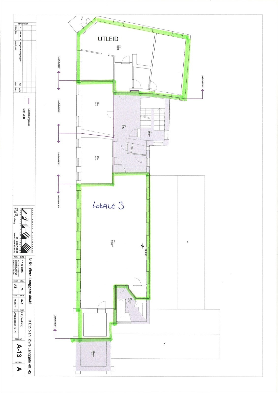 Tegning 3. etg. Galleribilde