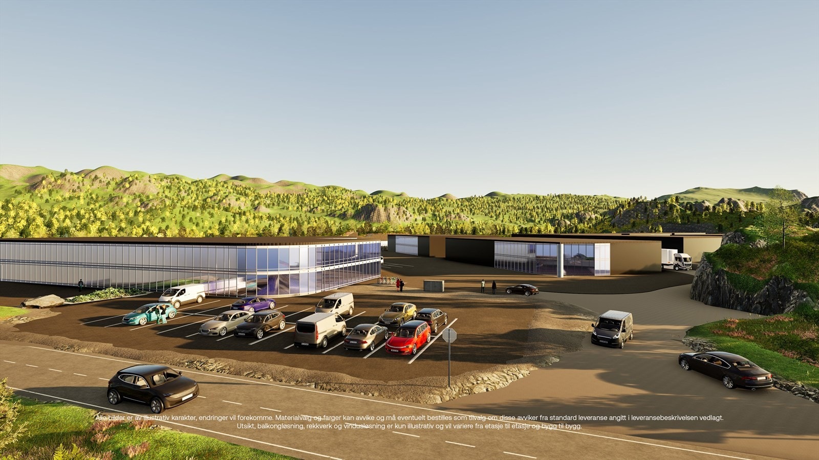 Det er muligheter ulike løsninger med tanke på hva man ønsker. Men det er meget god adkomst og eksponeringsmuligheter på eiendommen. Galleribilde