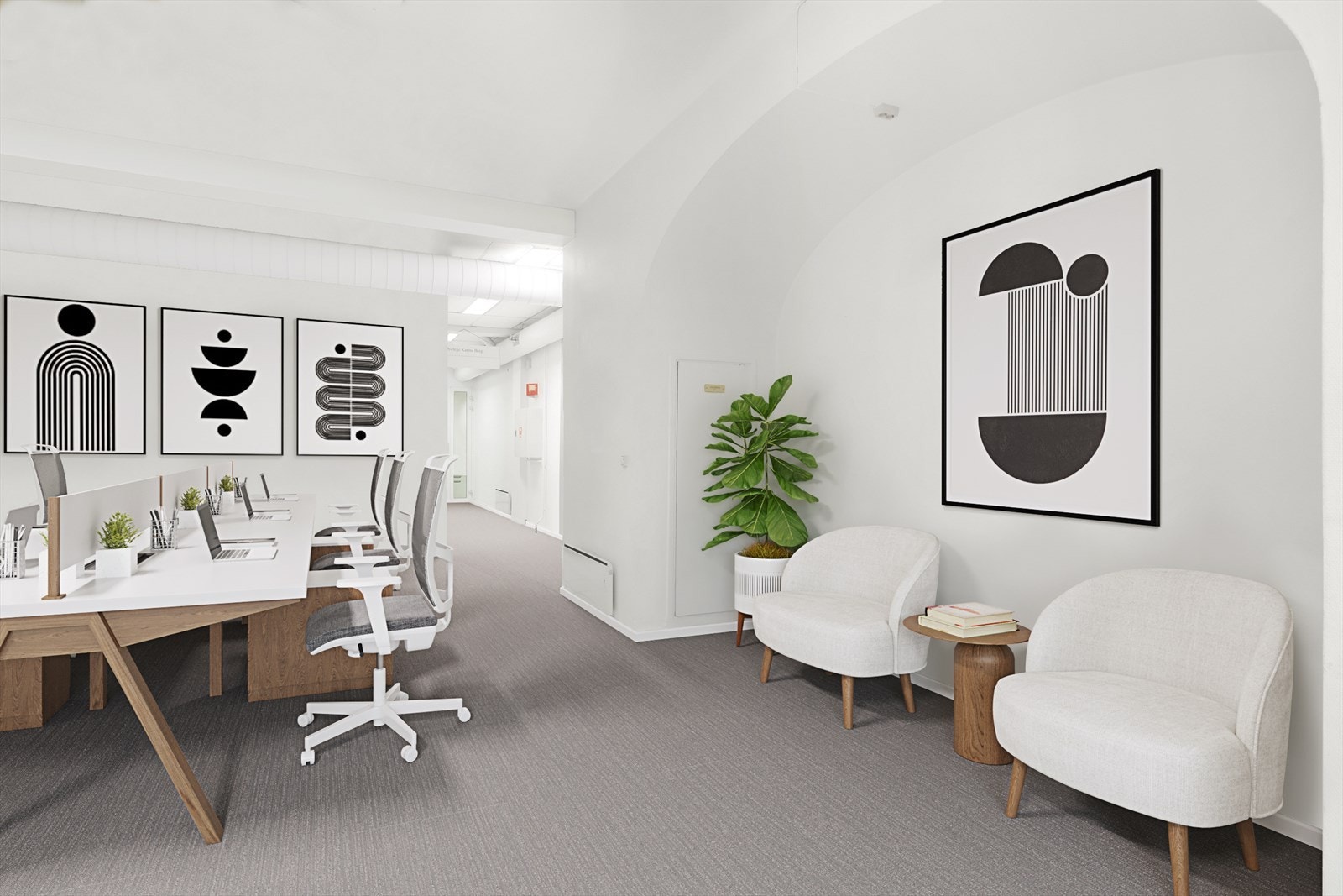 Digital renovering - bildene er laget som illustrasjon av det faktiske arealet og lokalet. Galleribilde