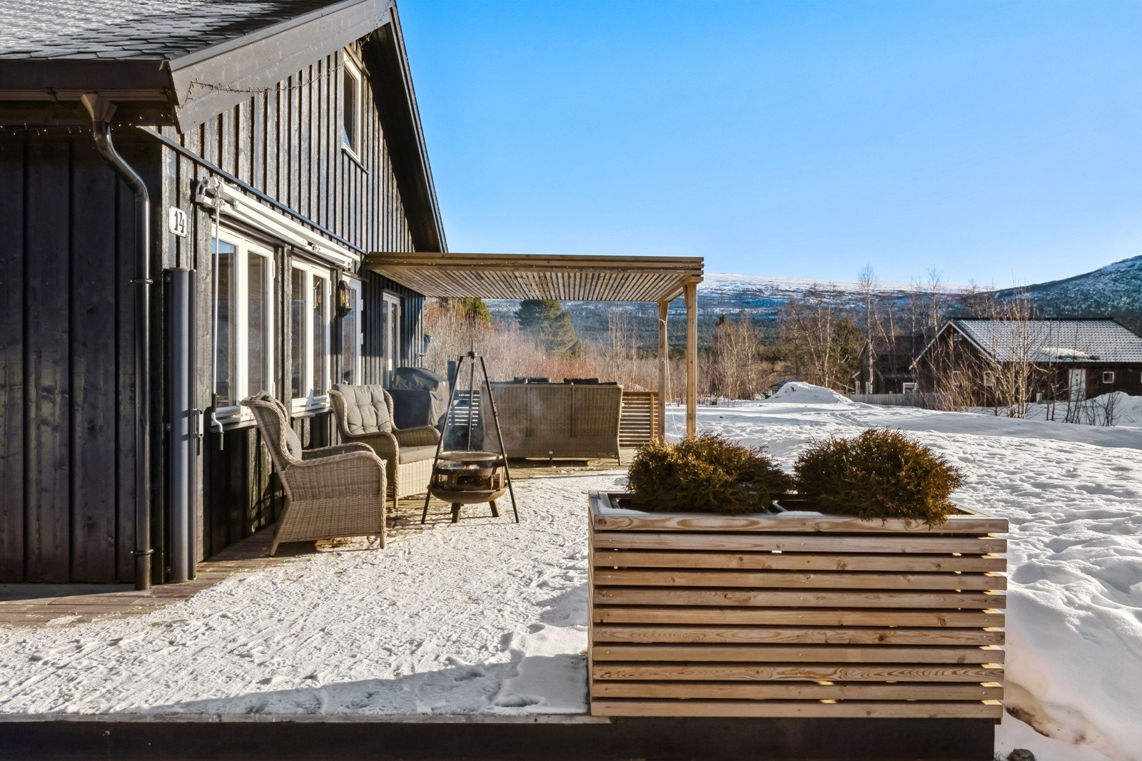 På terrassen er det gode solforhold. Galleribilde