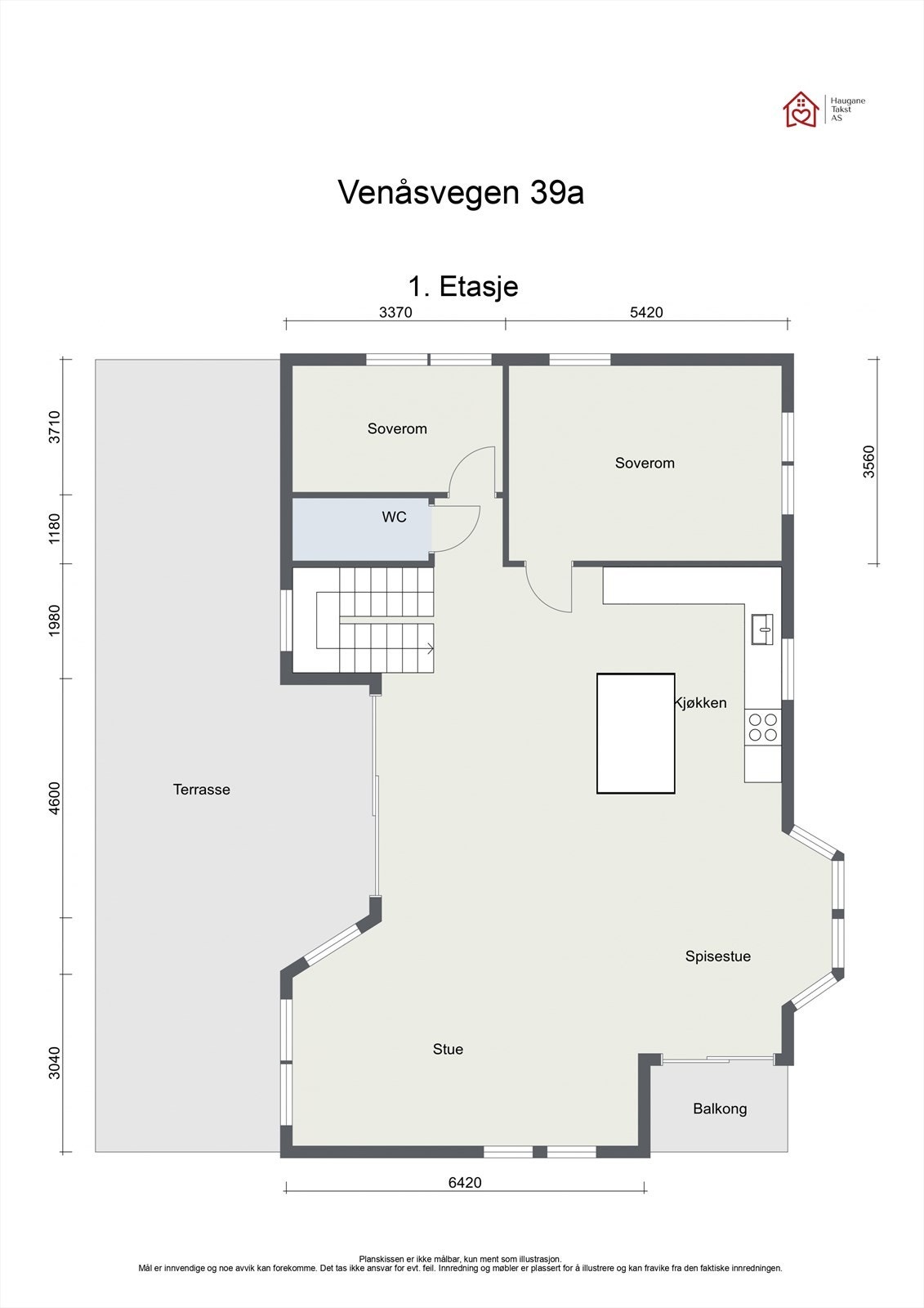 Plantegning 1. etasje - Vensvegen 39a Galleribilde