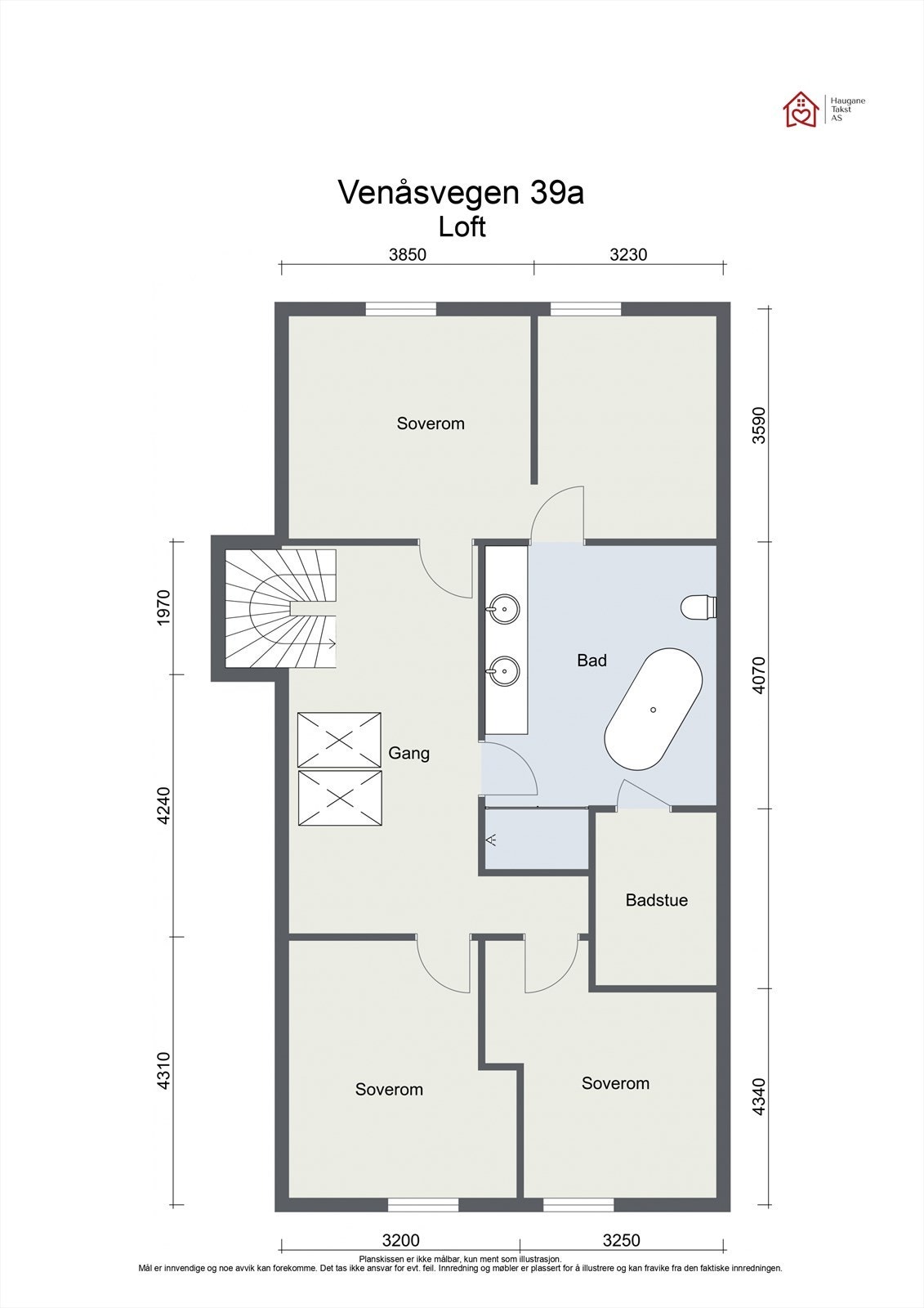 Plantegning loft - Vensvegen 39a Galleribilde
