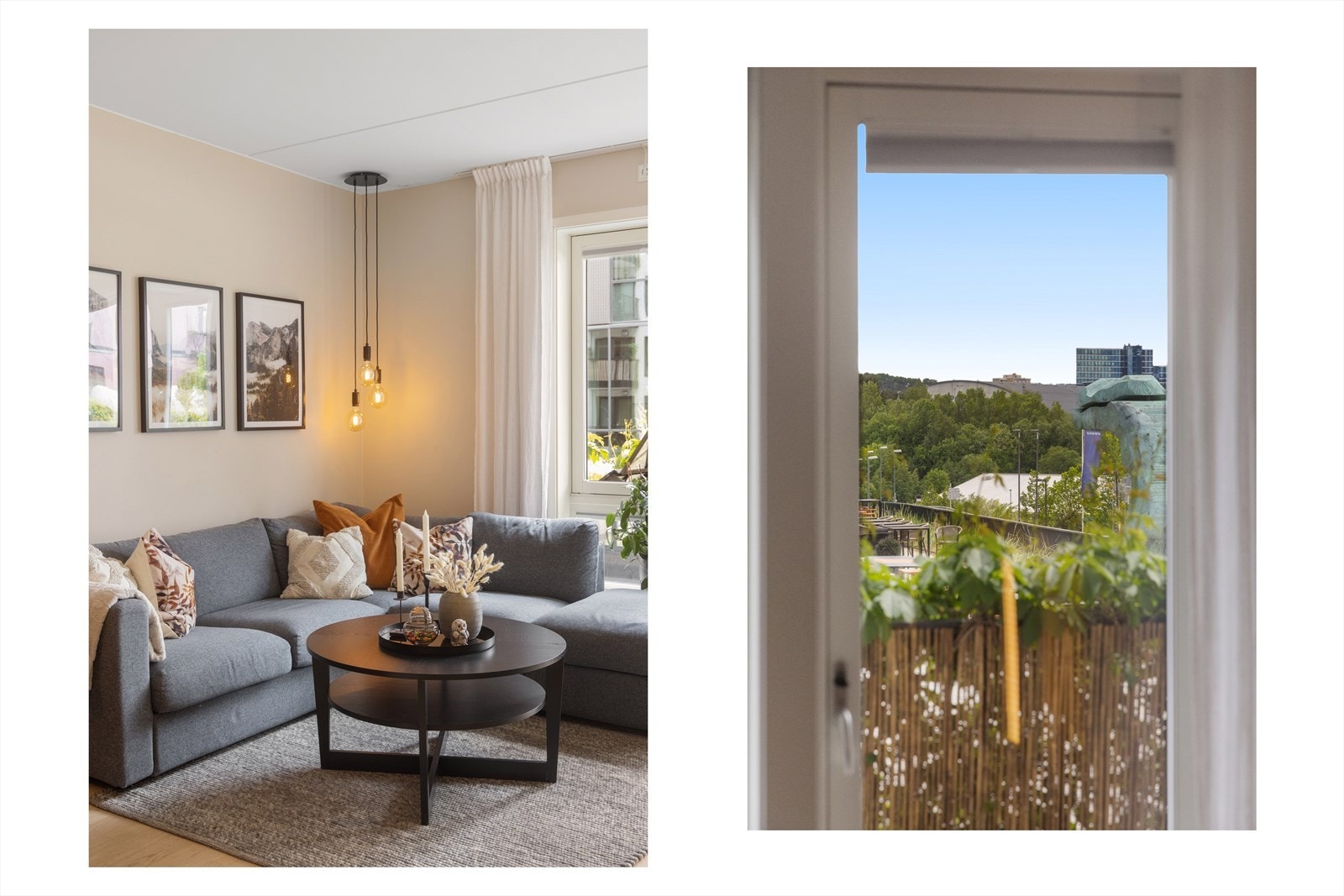 Fra stua er boligen en høy første etasje ut mot gatetunet. Galleribilde