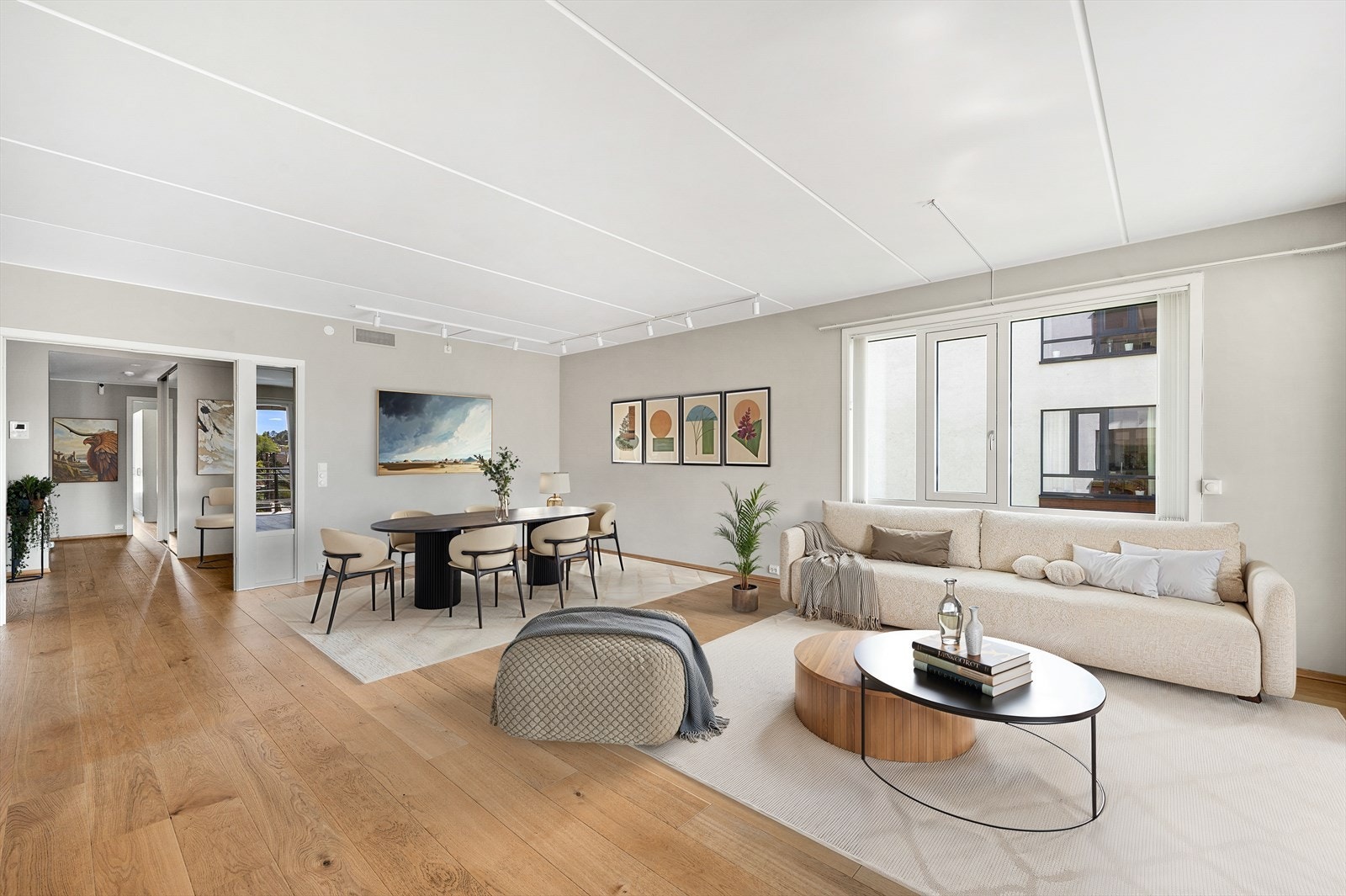 Alternativ innredning (digital møblering). Leiligheten ble pusset opp i 2022, her får man en virkelig flott leilighet sentralt på Røa Galleribilde