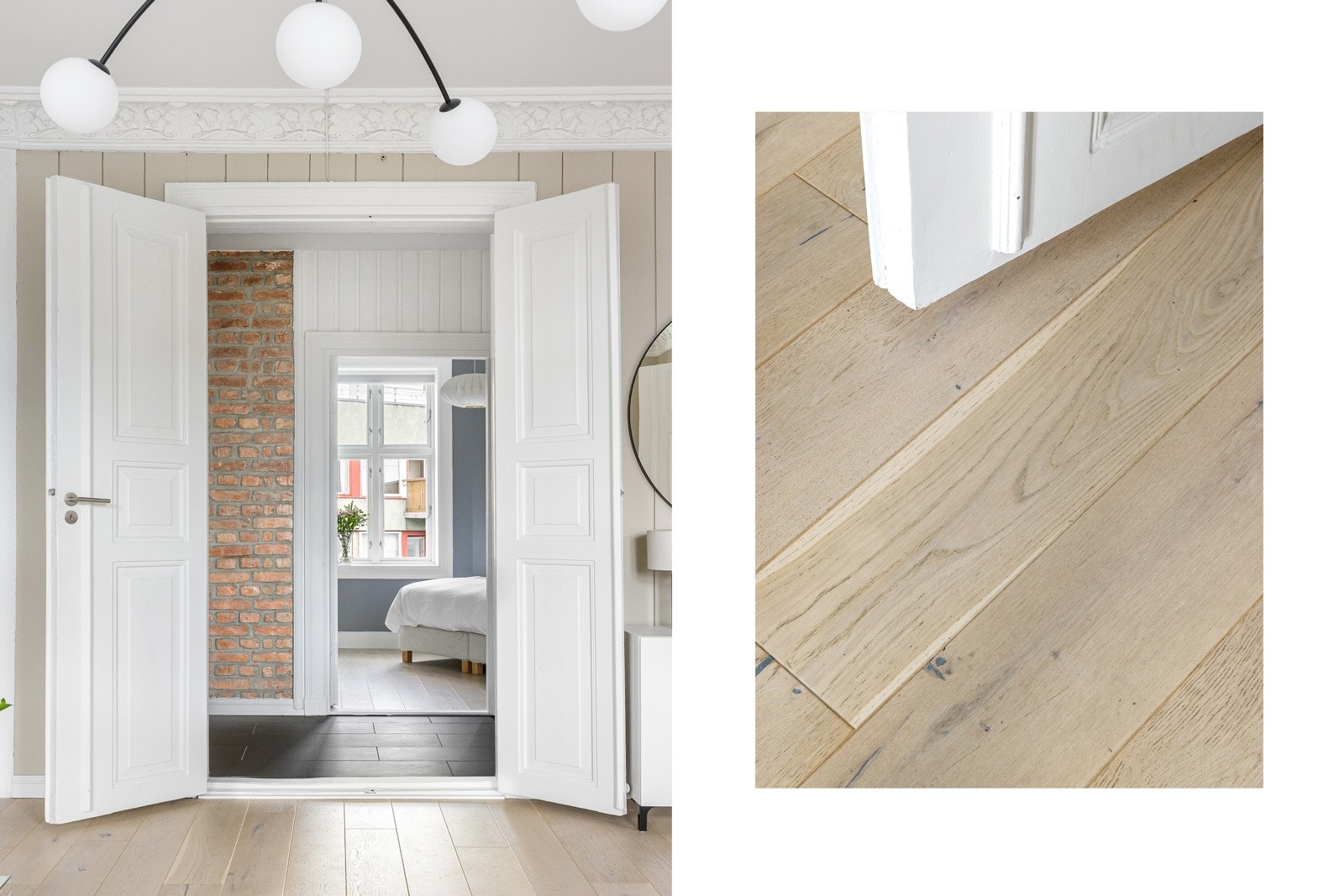 Fra stuen er det enkel adkomst til leilighetens hovedsoverom. Galleribilde