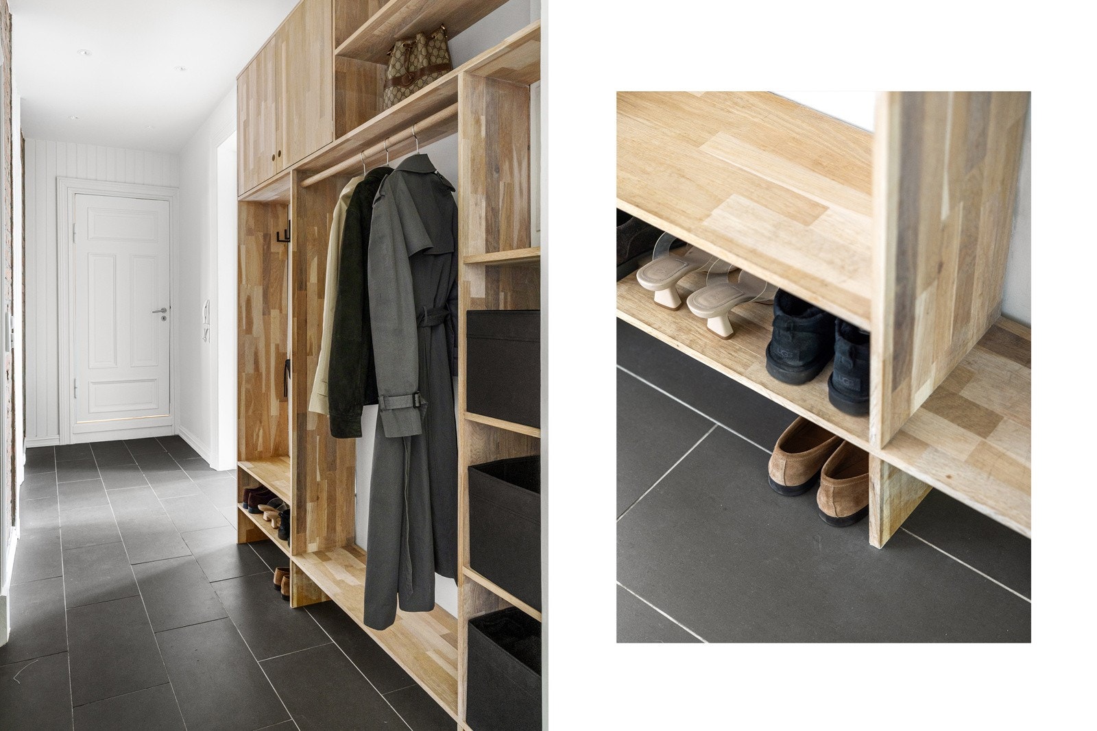 Her kan du enkelt henge fra deg ytterklær og plassere sko. Galleribilde