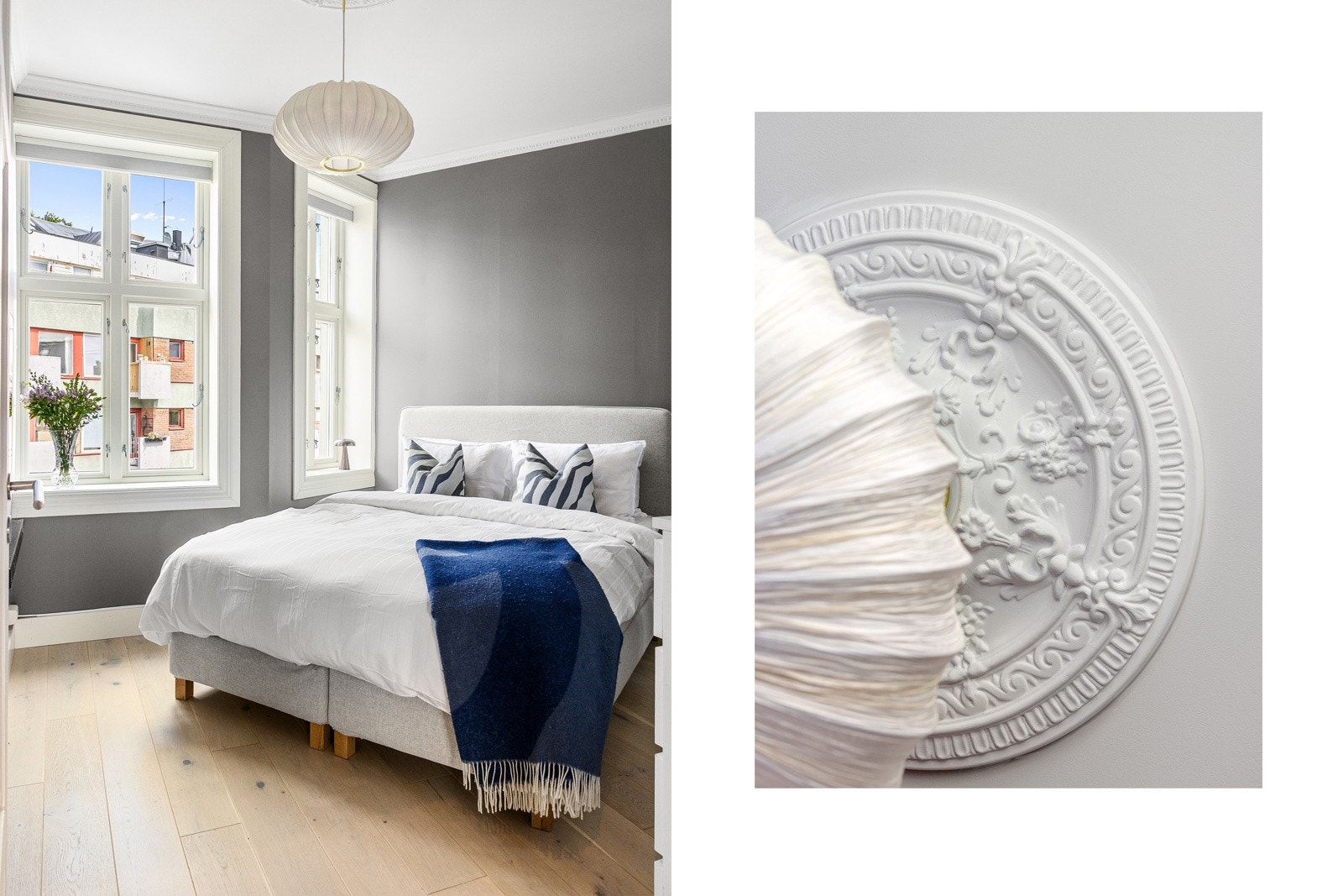 Rommet byr på god plass til dobbeltseng med tilhørende nattbord på begge sider. Godt med lysinnslipp fra den store vindusflaten. Galleribilde