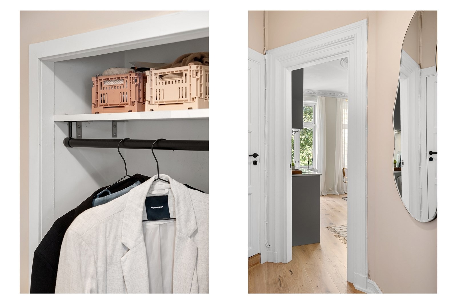 Entreen har praktiske oppbevaringsløsninger med plass til både yttertøy og sko Galleribilde