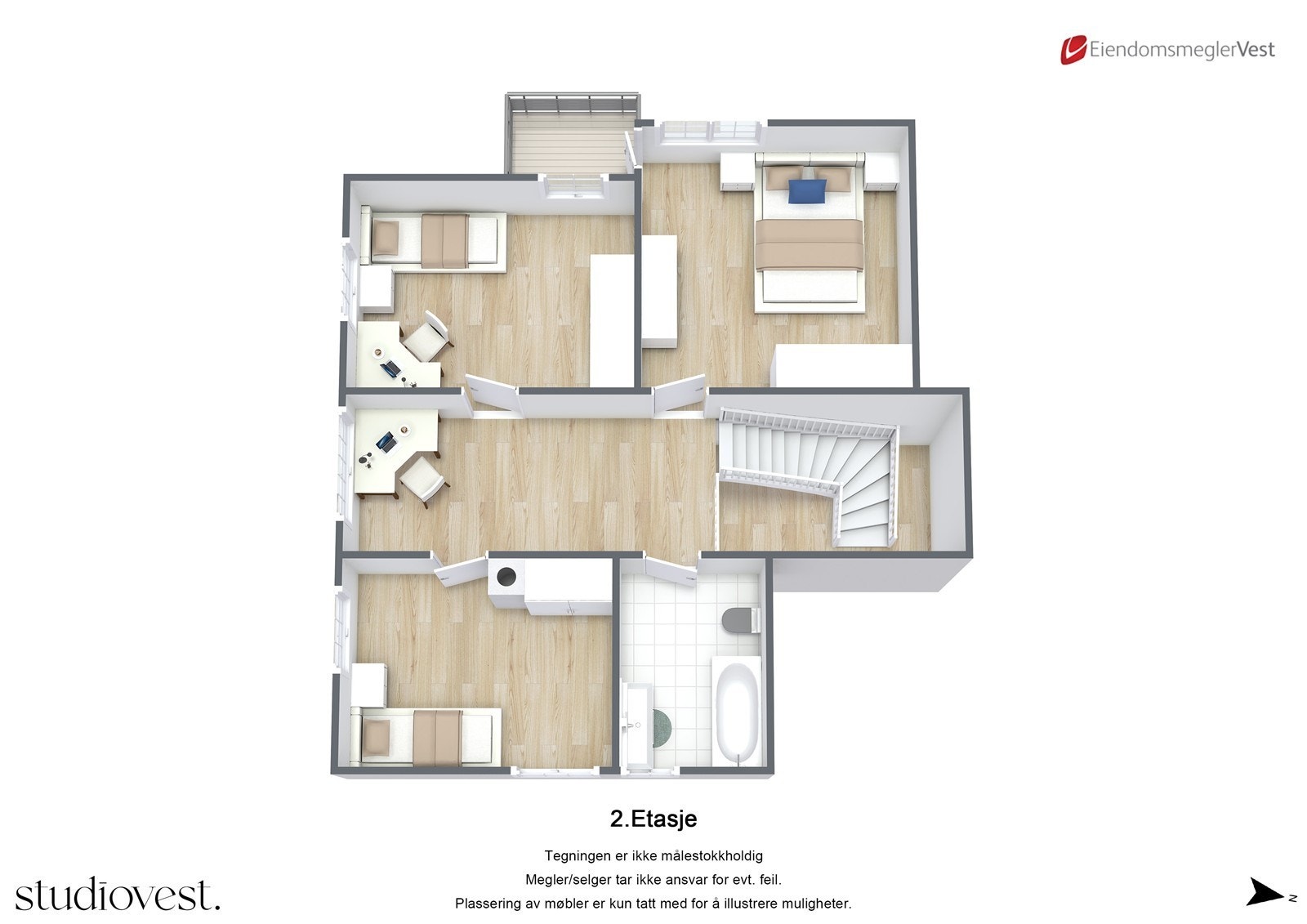 Planskisse 3D: Loft. Galleribilde